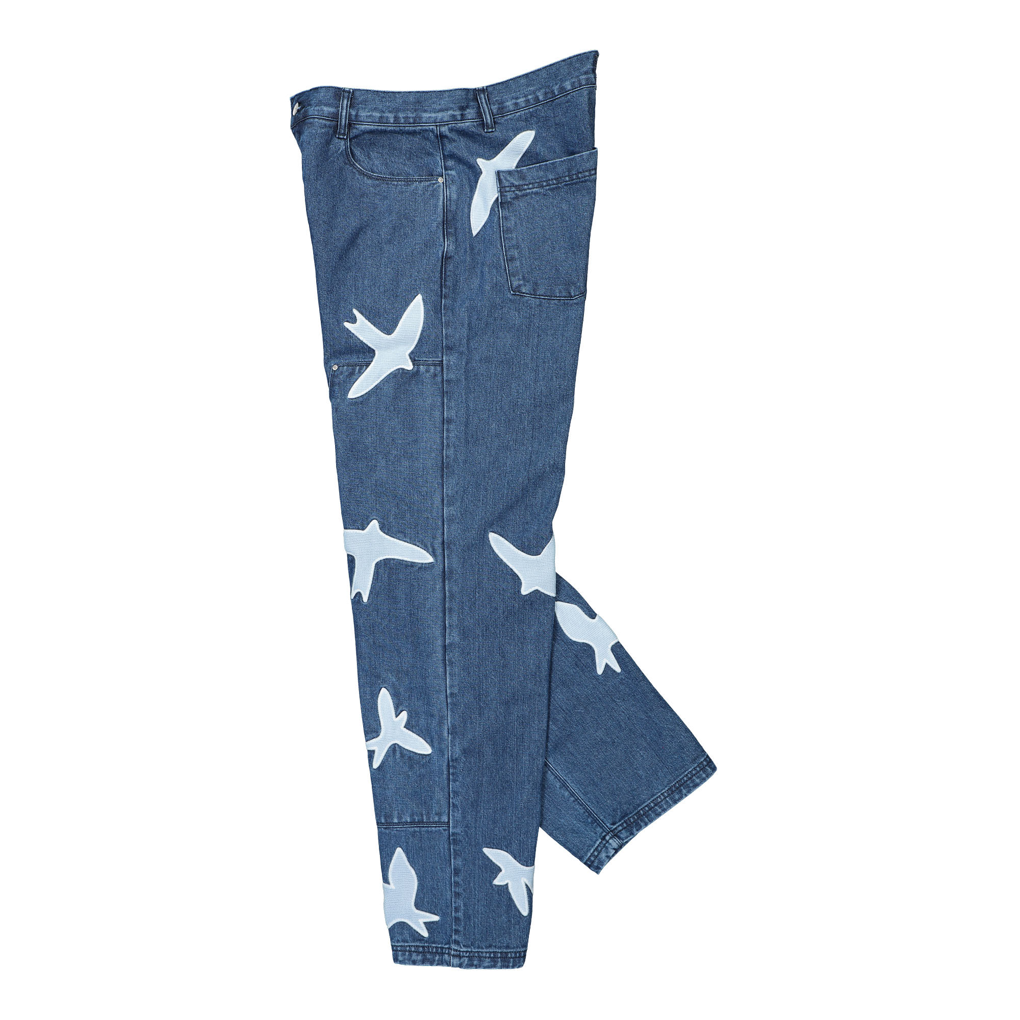 Arte Antwerp Parker Birds Pants Washed Blue Casual Pants Close-up | Overkill