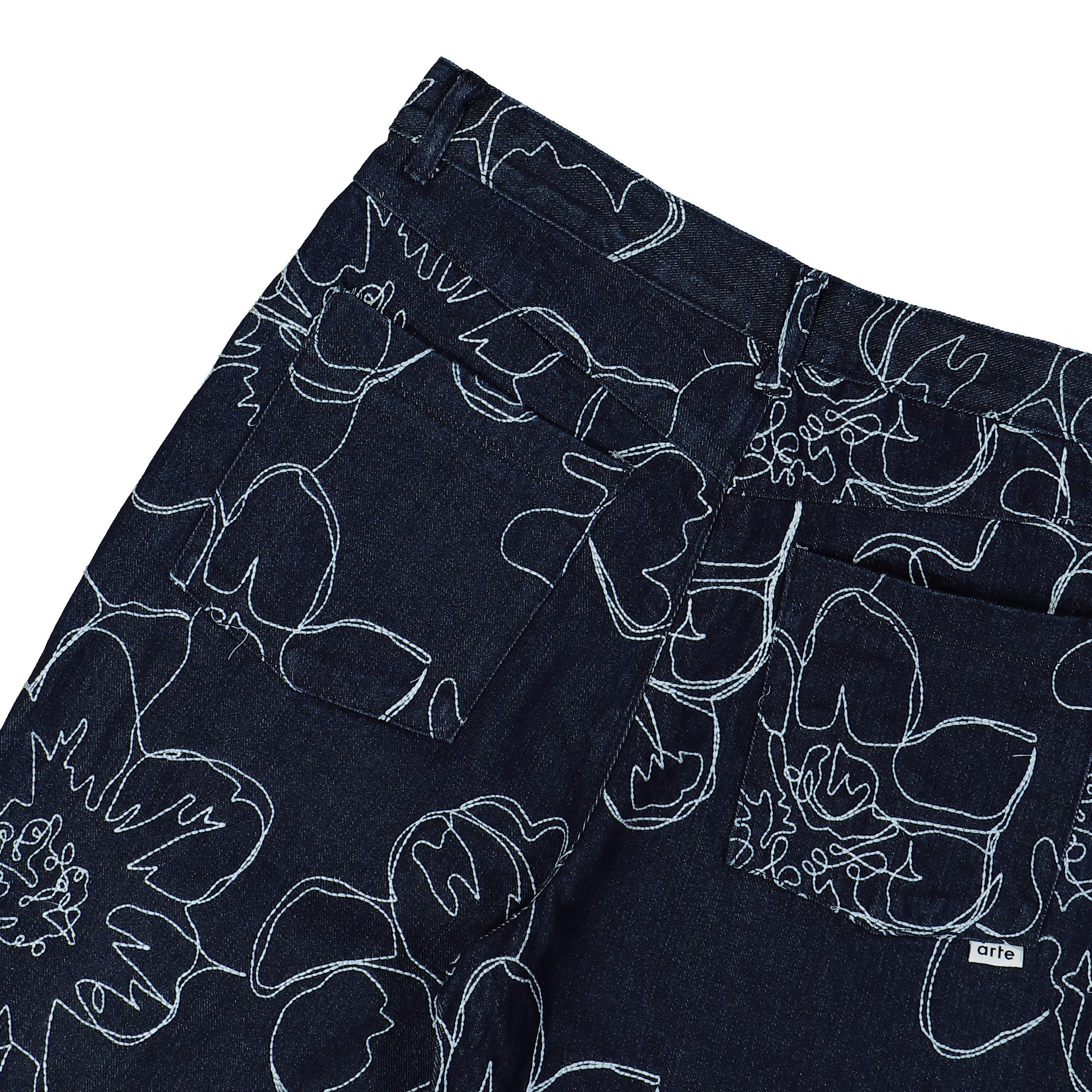 Arte Antwerp Flower Stitch Pants Navy Jeans Detail view 1 | Overkill