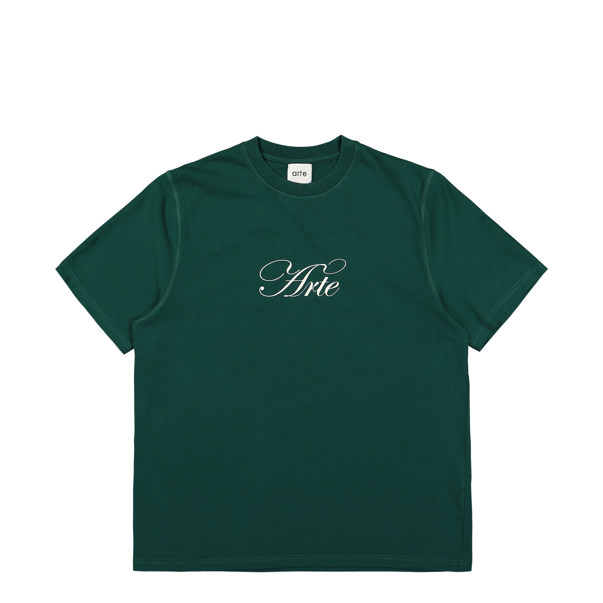 Arte Antwerp Script Logo T-Shirt Green T-Shirts AW24-126T | Overkill