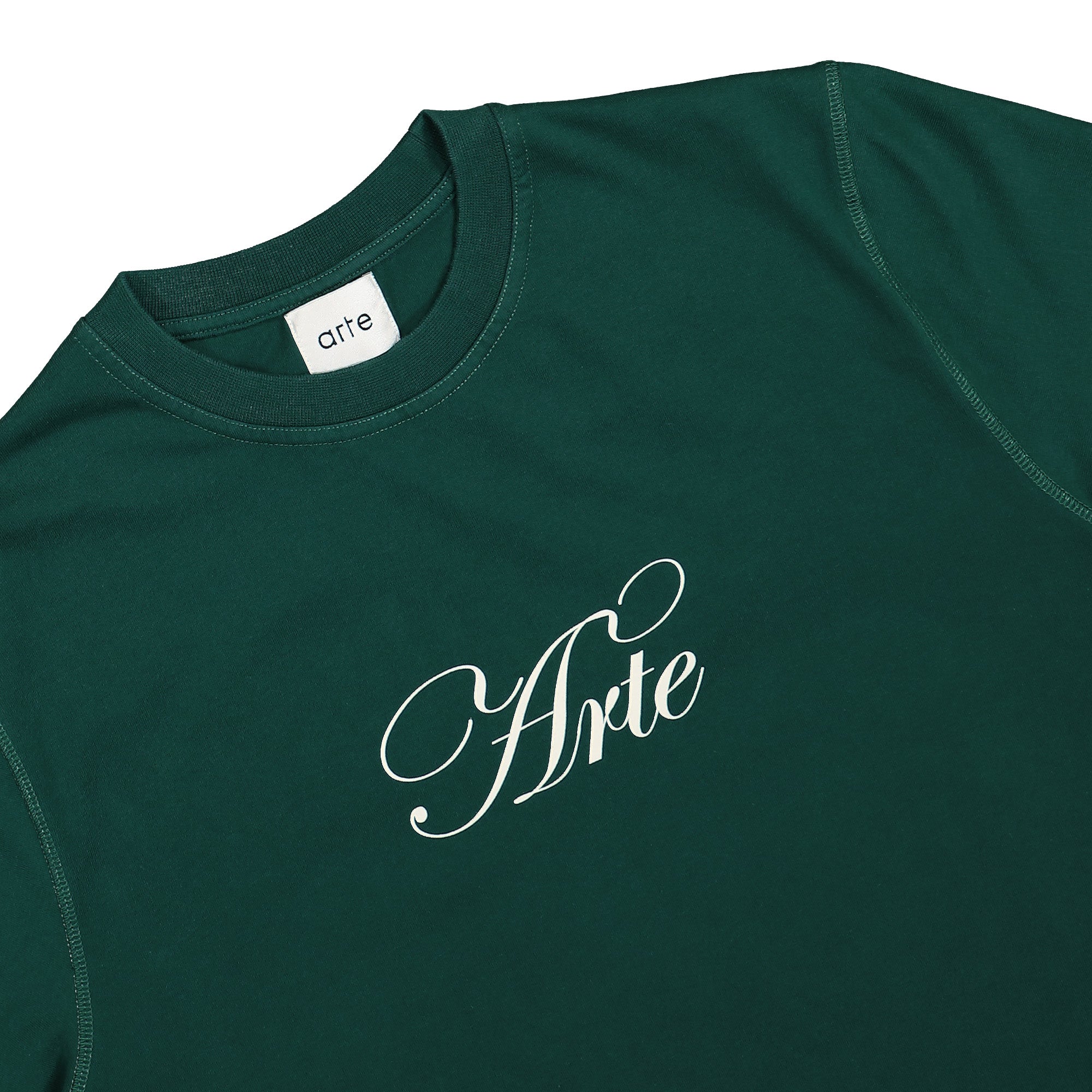 Arte Antwerp Script Logo T-Shirt Green T-Shirts Close-up | Overkill
