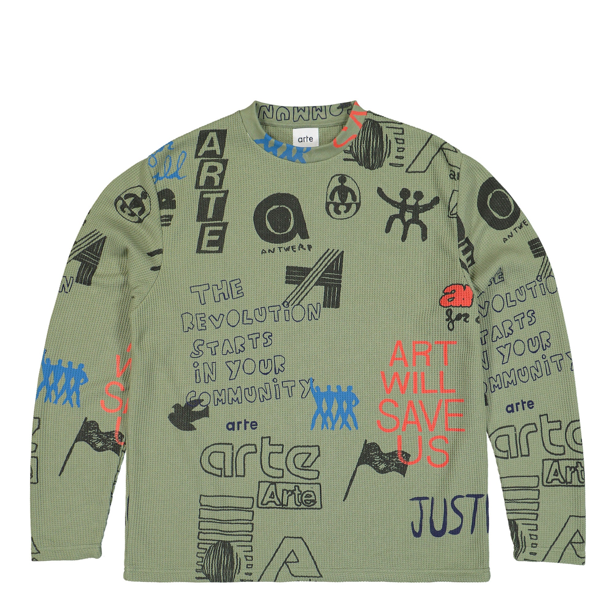 Arte Antwerp Allover Waffle Longsleeve Green Longsleeves AW25-108LS | Overkill