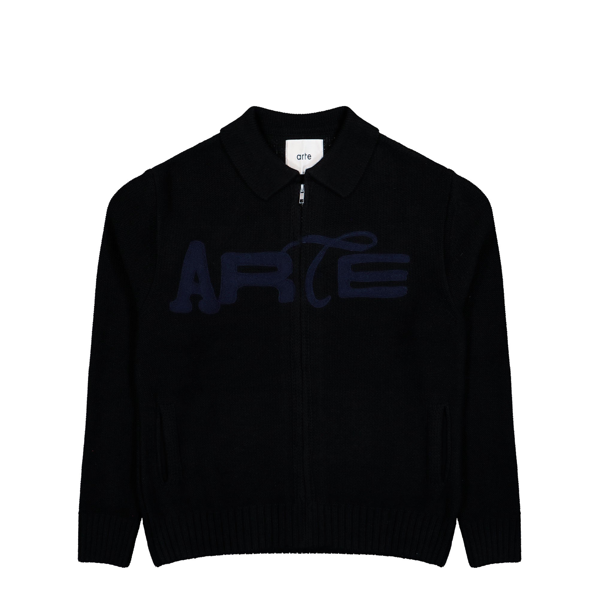 Arte Antwerp Stencil Zip Cardigan Black Cardigan AW26-021K | Overkill
