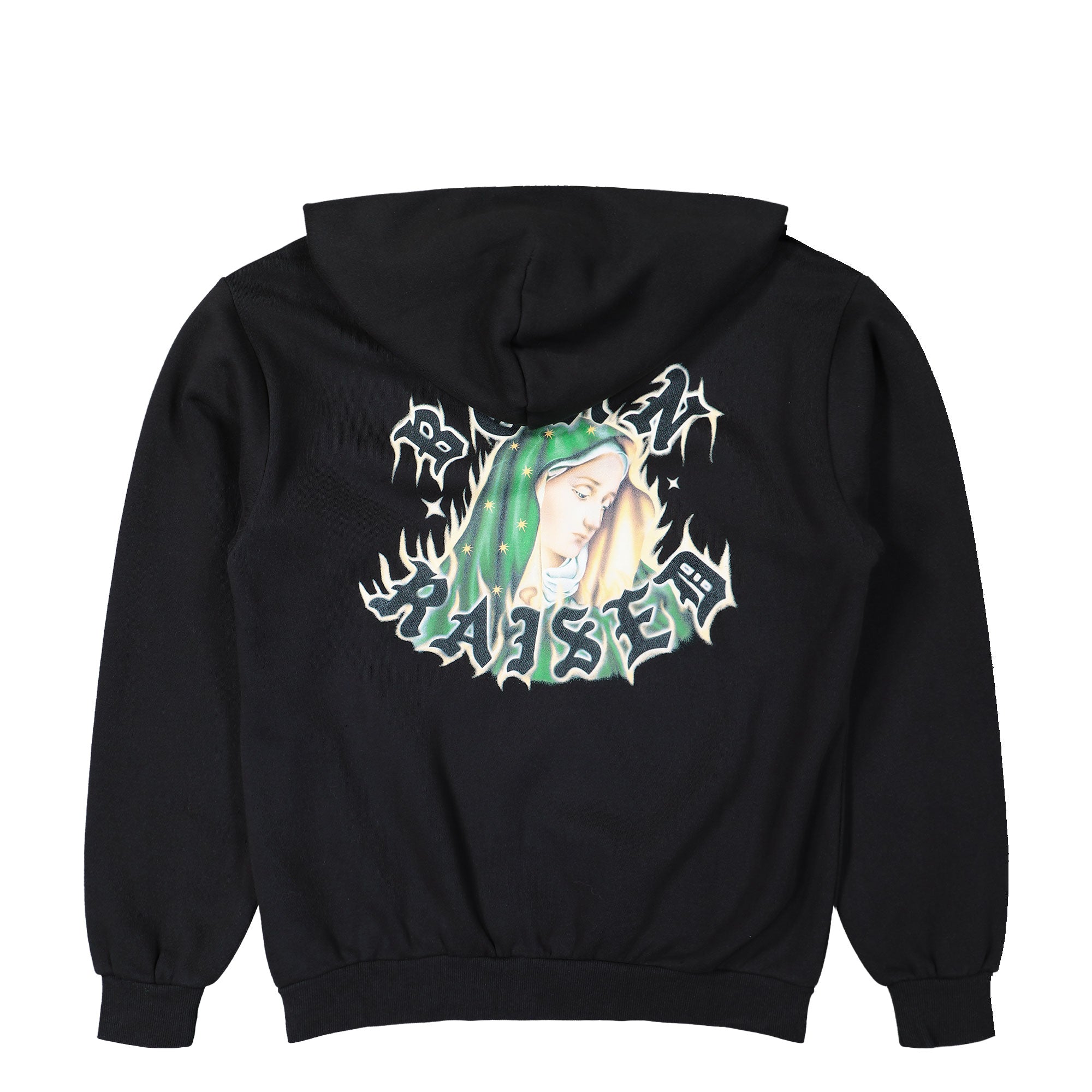 Born x Raised Guadalupe Zip-Up Hoodie Black Hoodies B0011GUADA-BLK Close-up | Overkill
