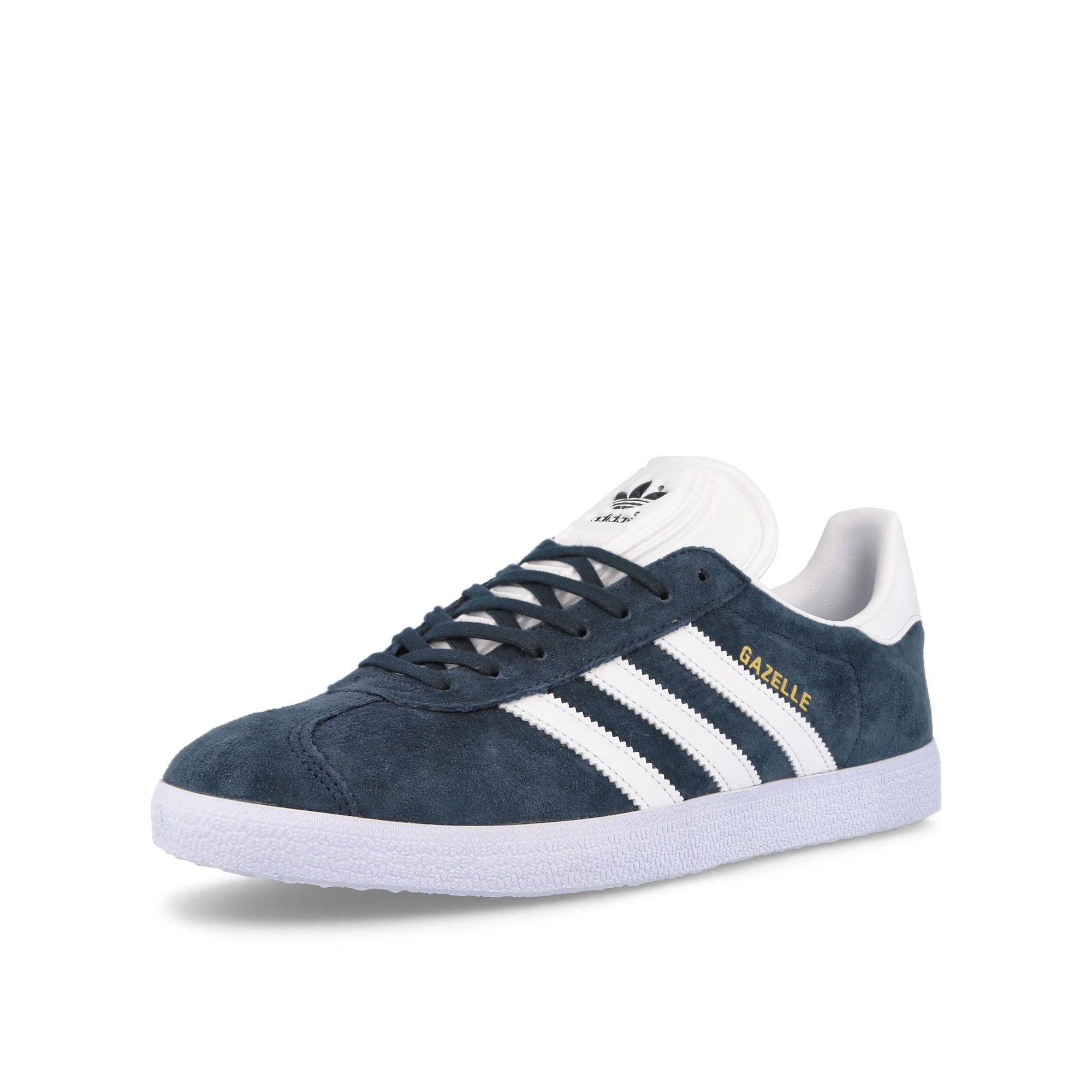 adidas Gazelle Collegiate Navy / White / Gold Metallic Low Top Sneakers Close Up | Overkill