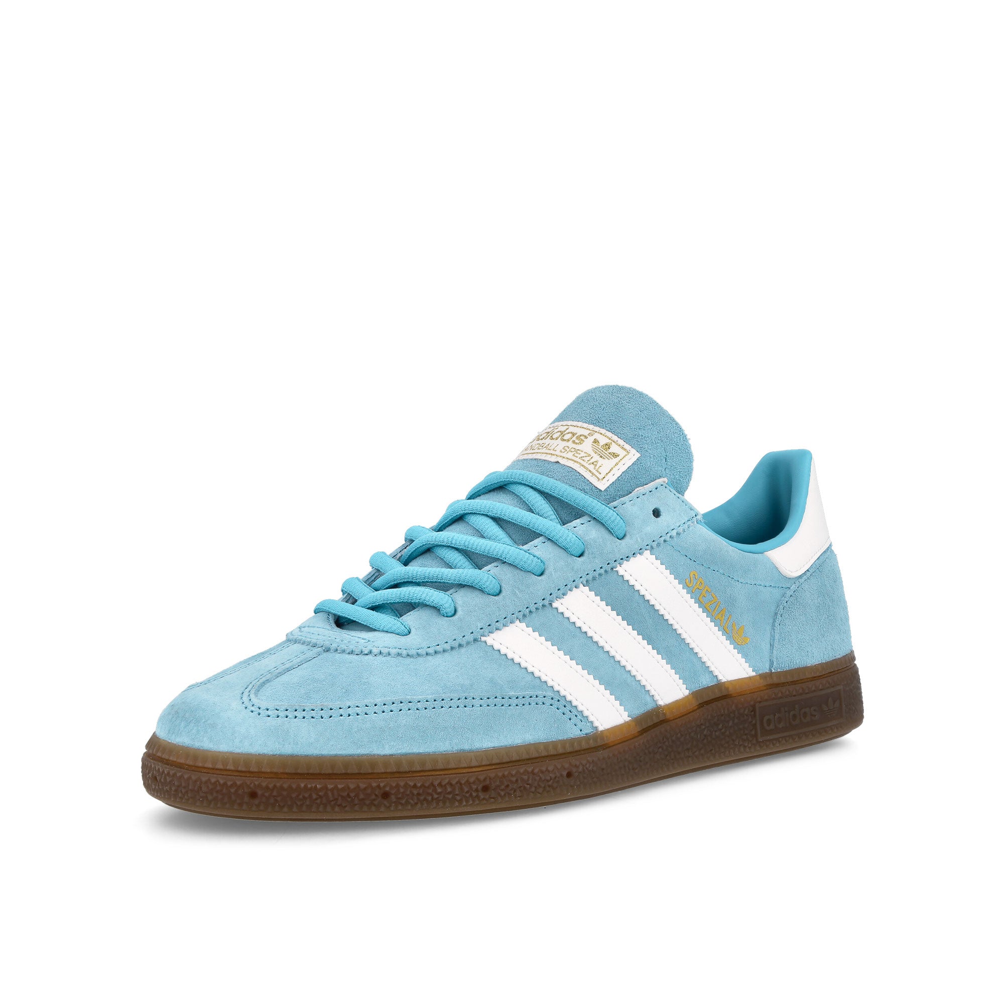 adidas Handball Spezial Light Blue / Footwear White / Gum 5 Low Top Sneakers Close Up | Overkill