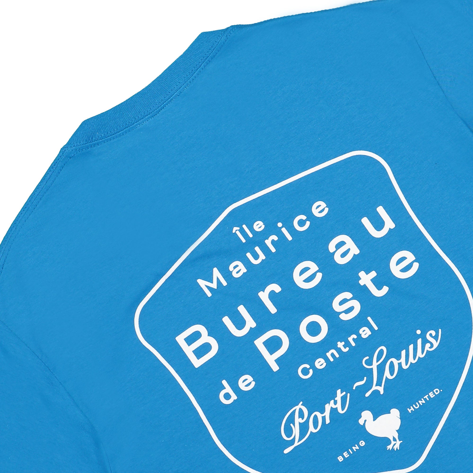 Beinghunted Île Maurice Bureau de Poste T-Shirt Blue T-Shirts Detailfoto | Overkill