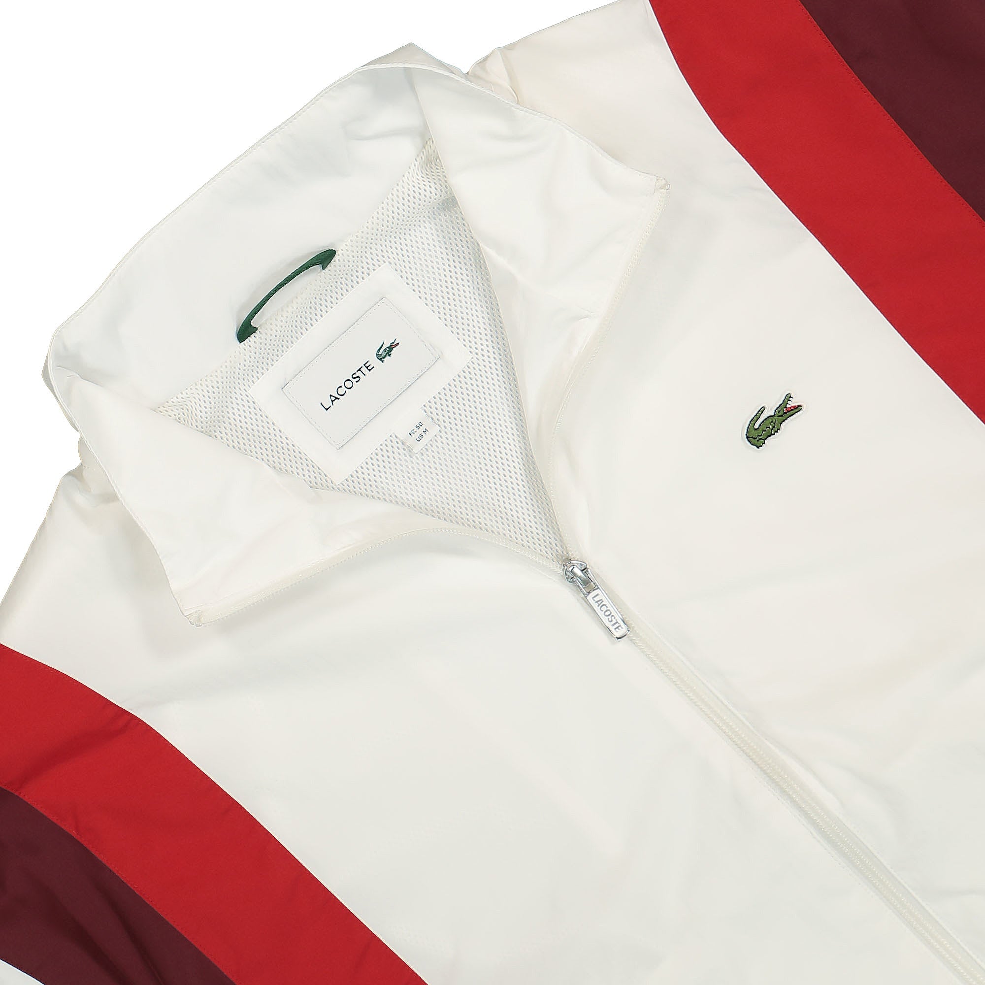 Lacoste Waterproof Blouson White / Bordeaux / Red Track Jackets Close-up | Overkill