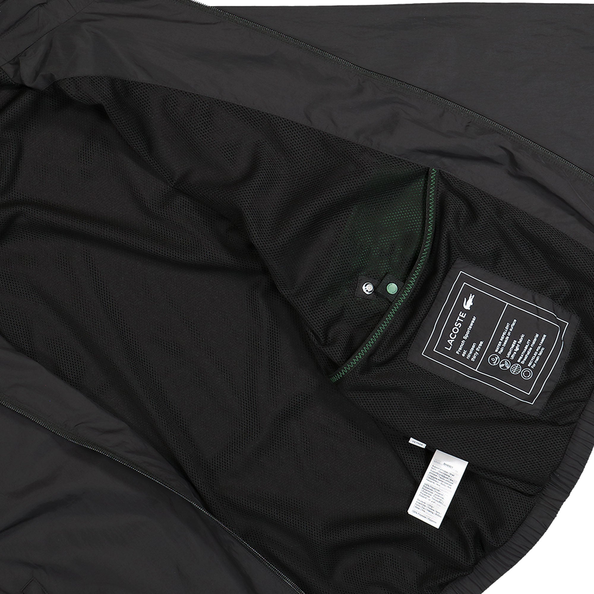 Lacoste Water-Repellent Hooded Track Jacket Black Track Jackets Detail view 2 | Overkill