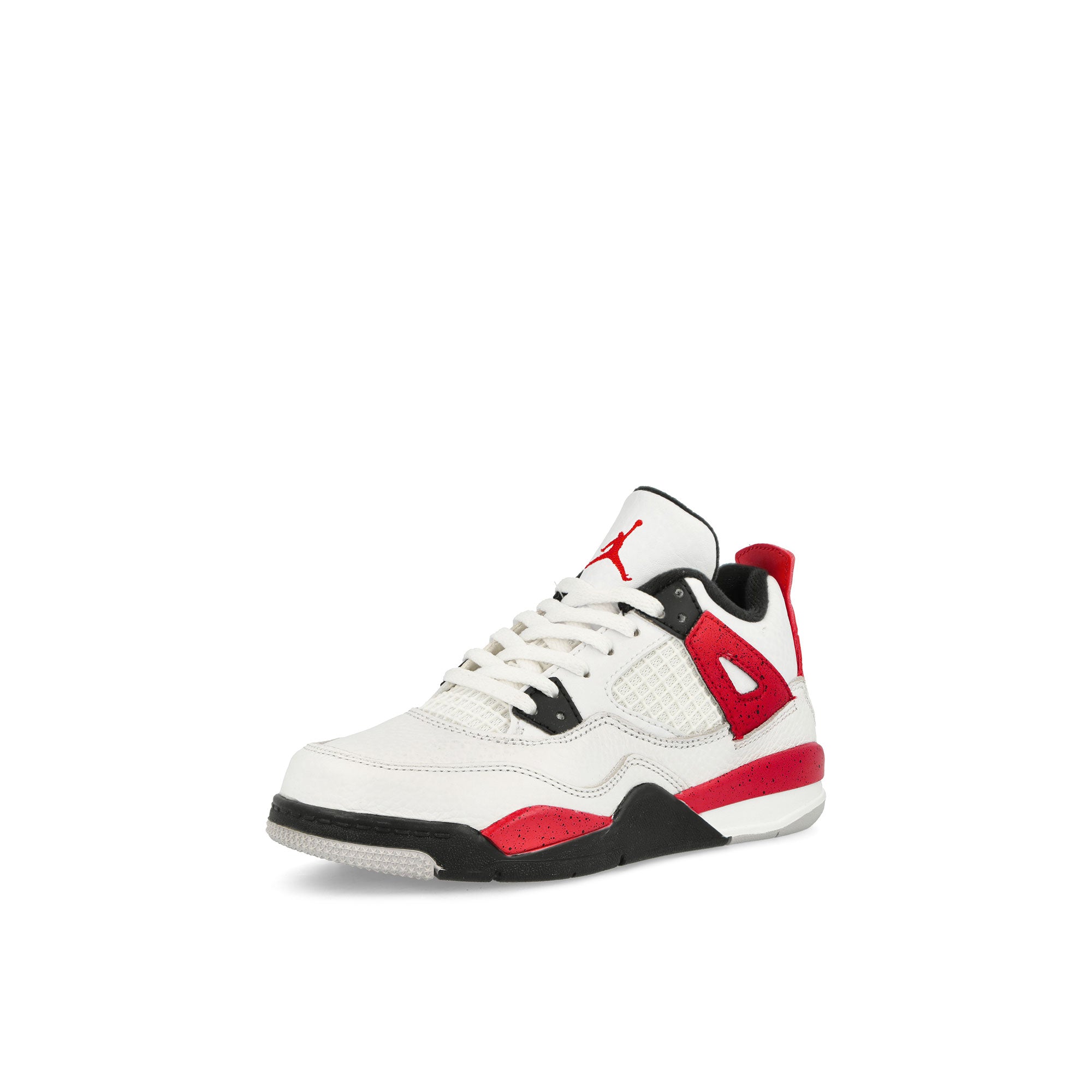 Jordan Air Jordan 4 Retro PS White-Fire Red - Black - Neutral Grey High Top Sneakers Close Up | Overkill