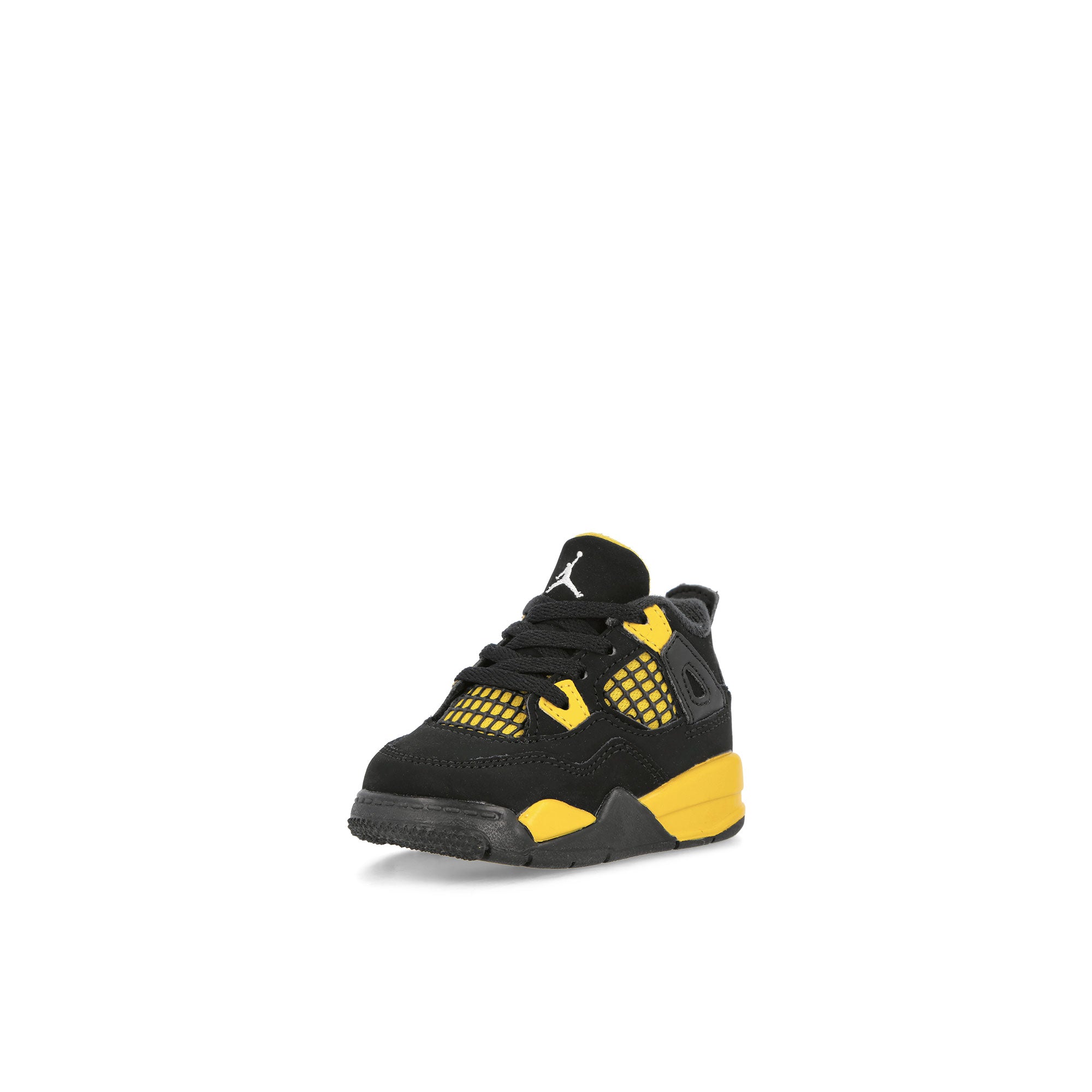 Jordan Air Jordan 4 Retro TD Black / White - Tour Yellow Low Top Sneakers Close Up | Overkill