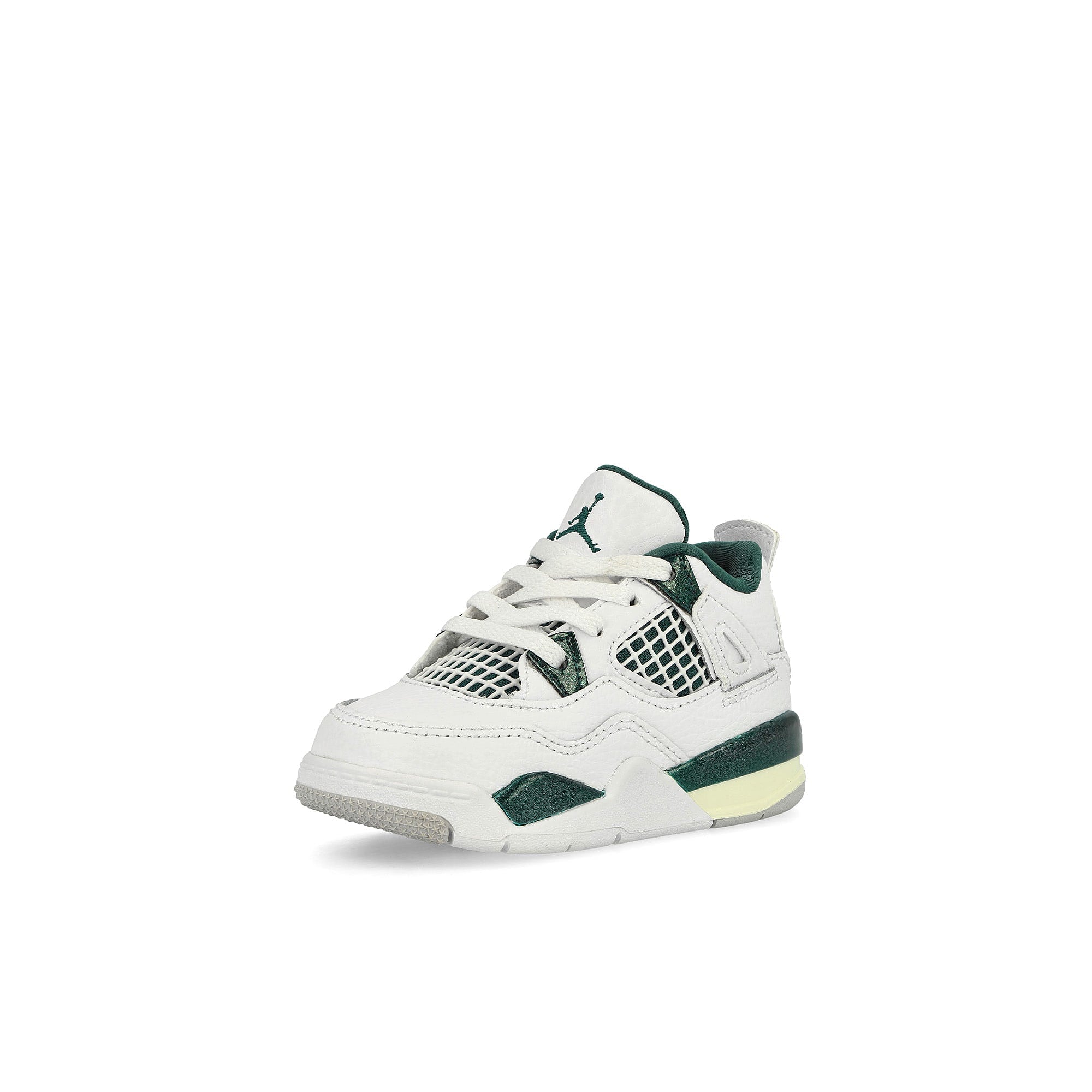 Jordan Jordan 4 Retro TD White / Oxidized Green - White - Neutral Grey High Top Sneakers Close Up | Overkill