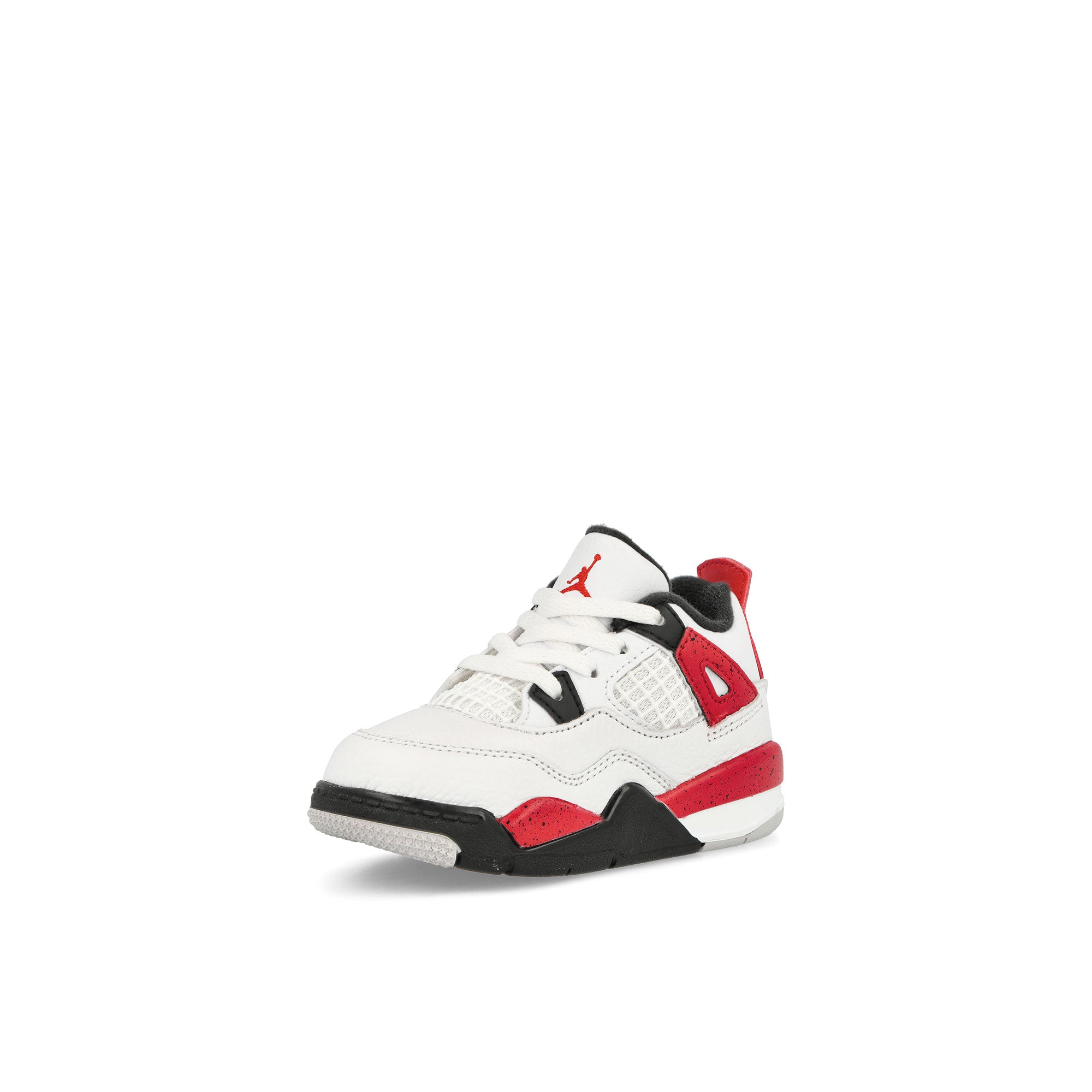 Jordan Air Jordan 4 Retro TD White / Fire Red - Black - Neutral Grey Low Top Sneakers Close Up | Overkill