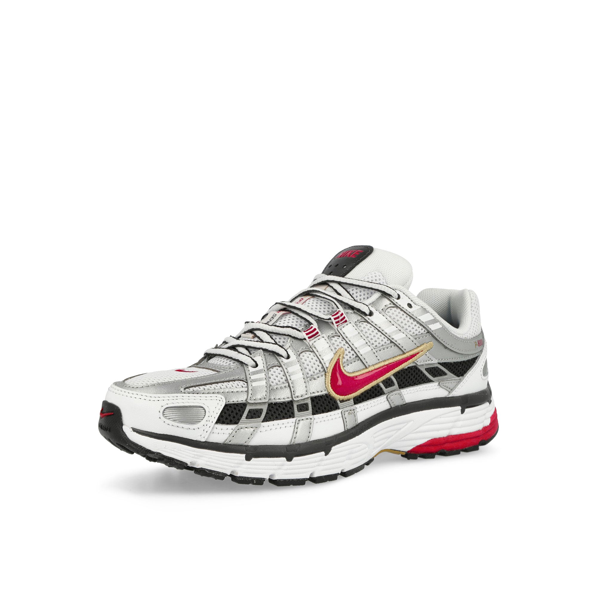 Nike Wmns P-6000 White / Varsity Red - Metallic Platinum Low Top Sneakers Close Up | Overkill