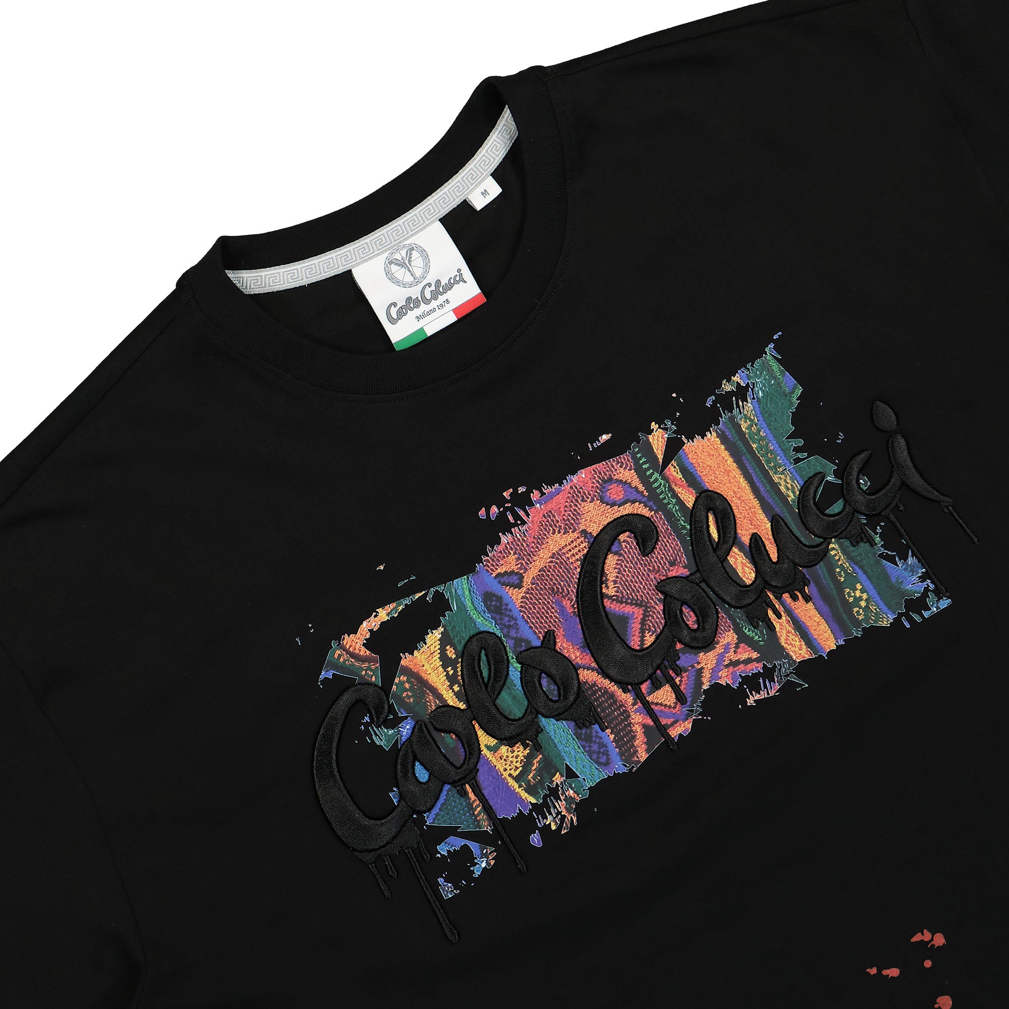 Carlo Colucci Paint Drop T-Shirt Black T-Shirts Material | Overkill