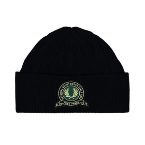 Fred Perry Tennis Badge Cable Beanie Navy Beanie C1135-608 | Overkill