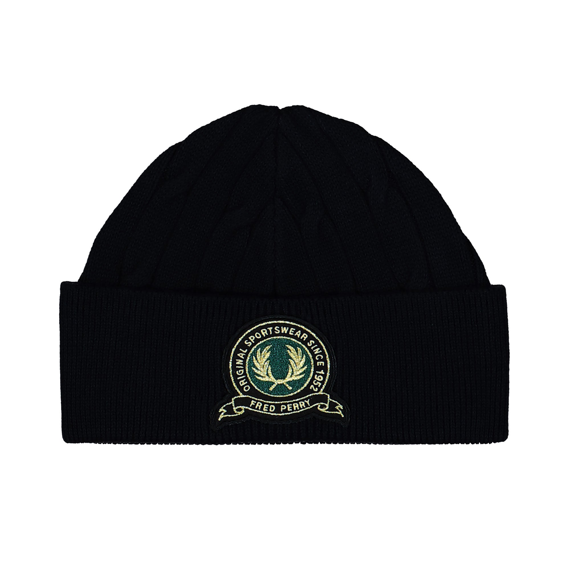 Fred Perry Tennis Badge Cable Beanie Navy Beanie C1135-608 | Overkill