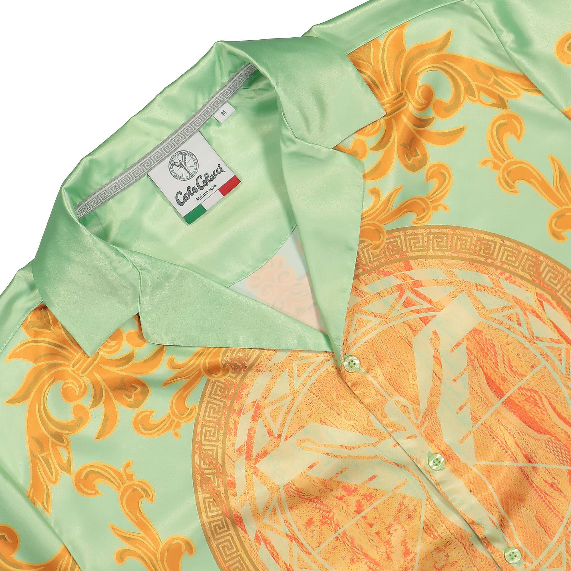 Carlo Colucci Shirt Light Green / Orange Shirts Material | Overkill