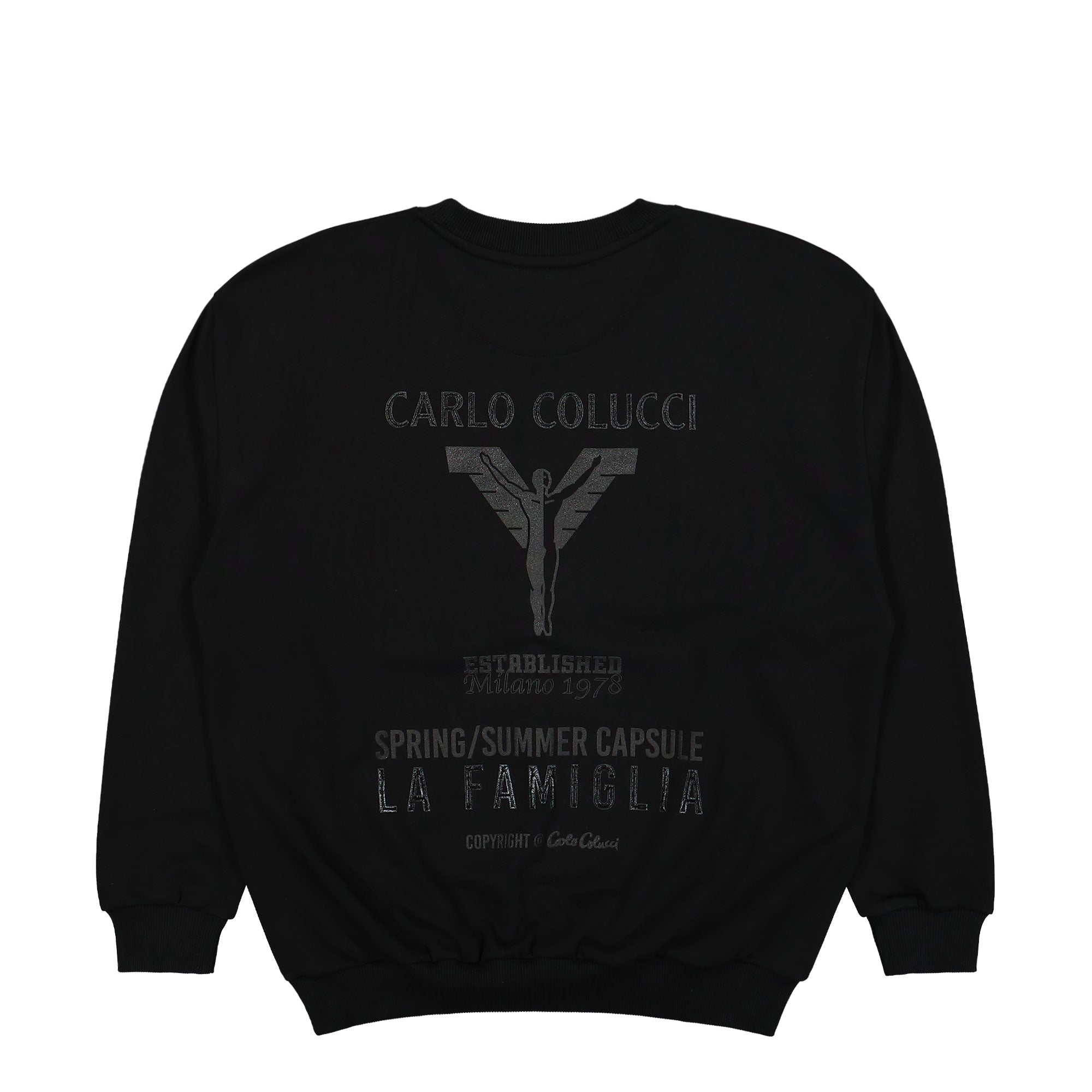 Carlo Colucci Basic Line Sweatshirt Black Sweatshirts Close-up | Overkill