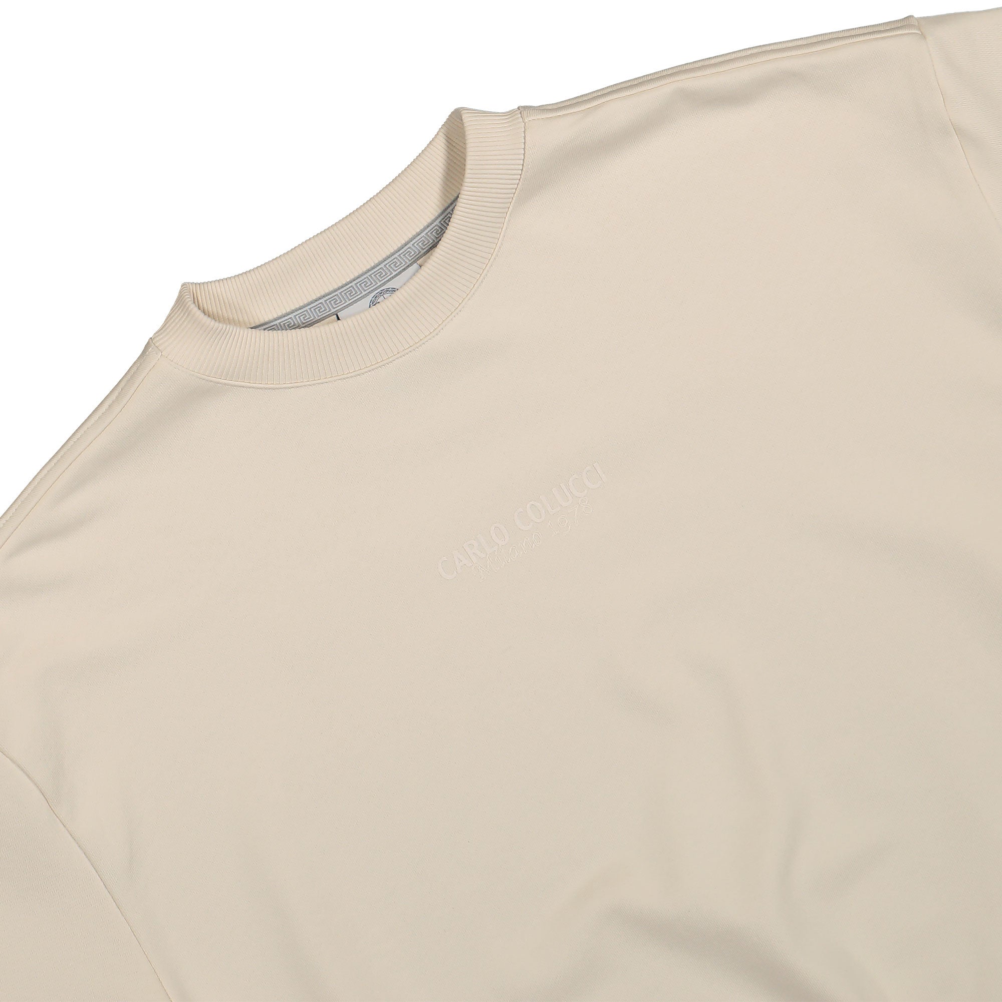 Carlo Colucci Basic Line Sweatshirt Beige Sweatshirts Close-up | Overkill