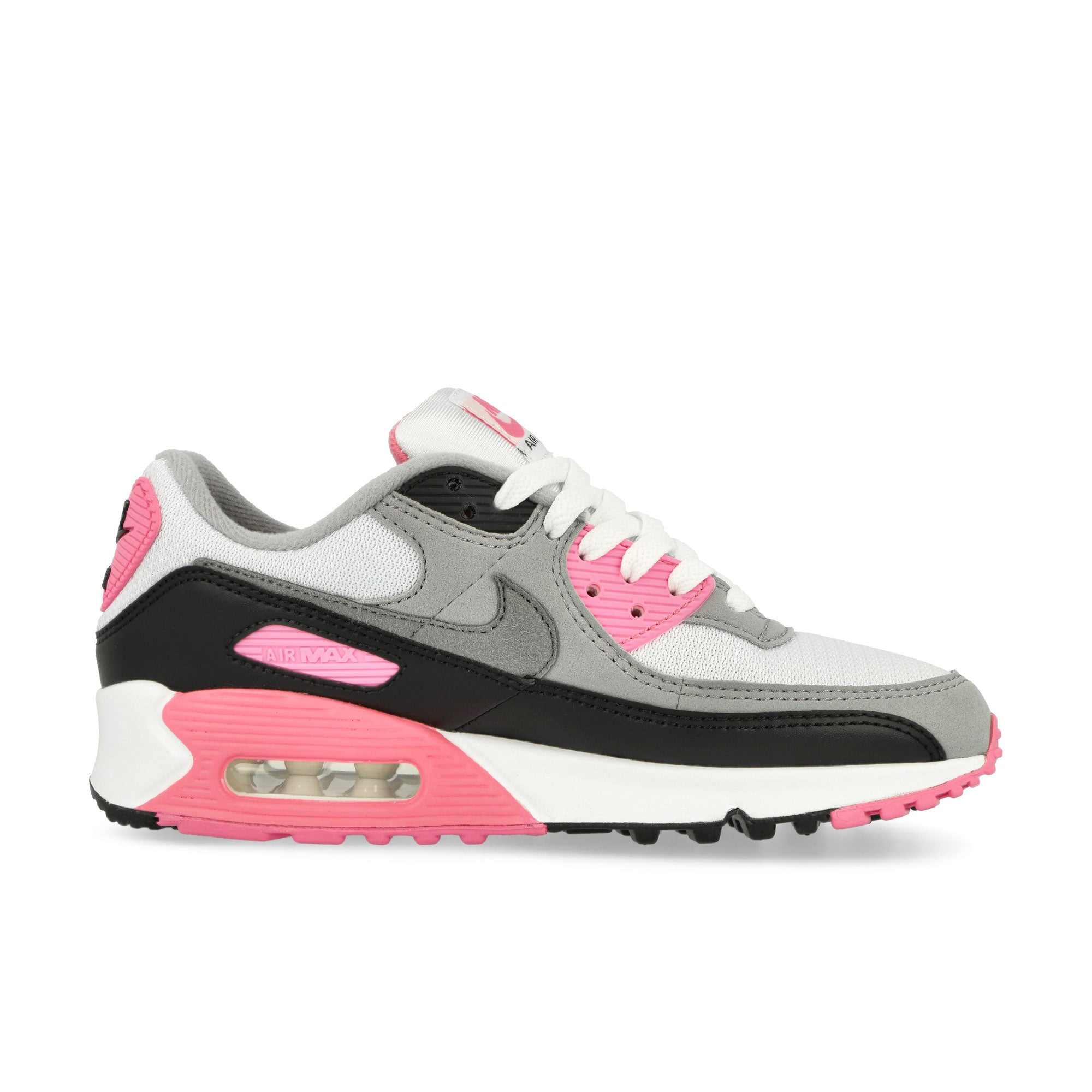 Nike Wmns Air Max 90 White / Particle Grey - Rose - Black Low Top Sneakers Silhouette | Overkill