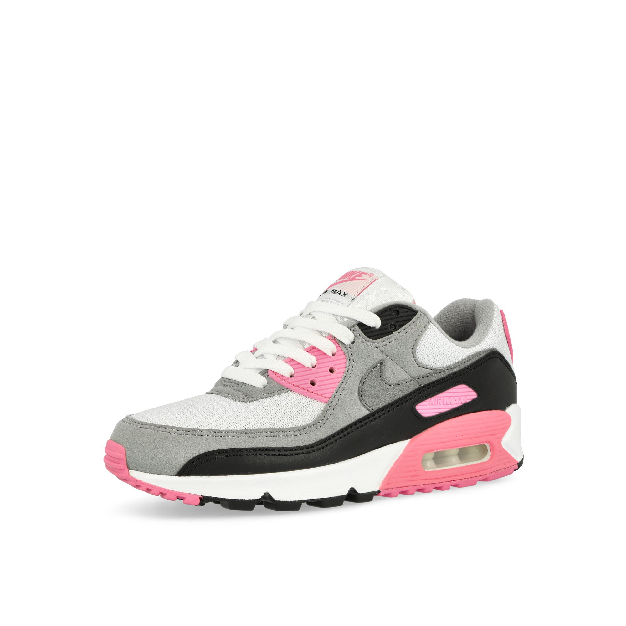 Nike Wmns Air Max 90 White / Particle Grey - Rose - Black Low Top Sneakers Close Up | Overkill