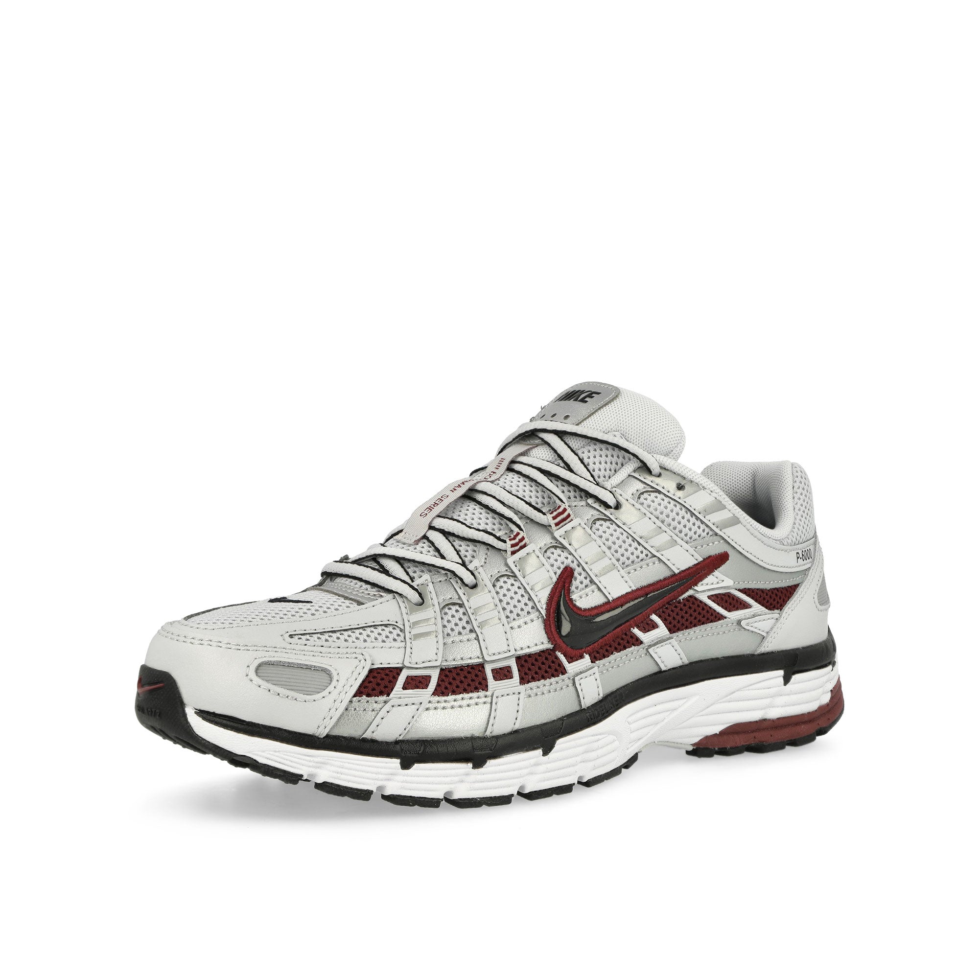 Nike P-6000 Pure Platinum / Dark Team Red Low Top Sneakers Close Up | Overkill