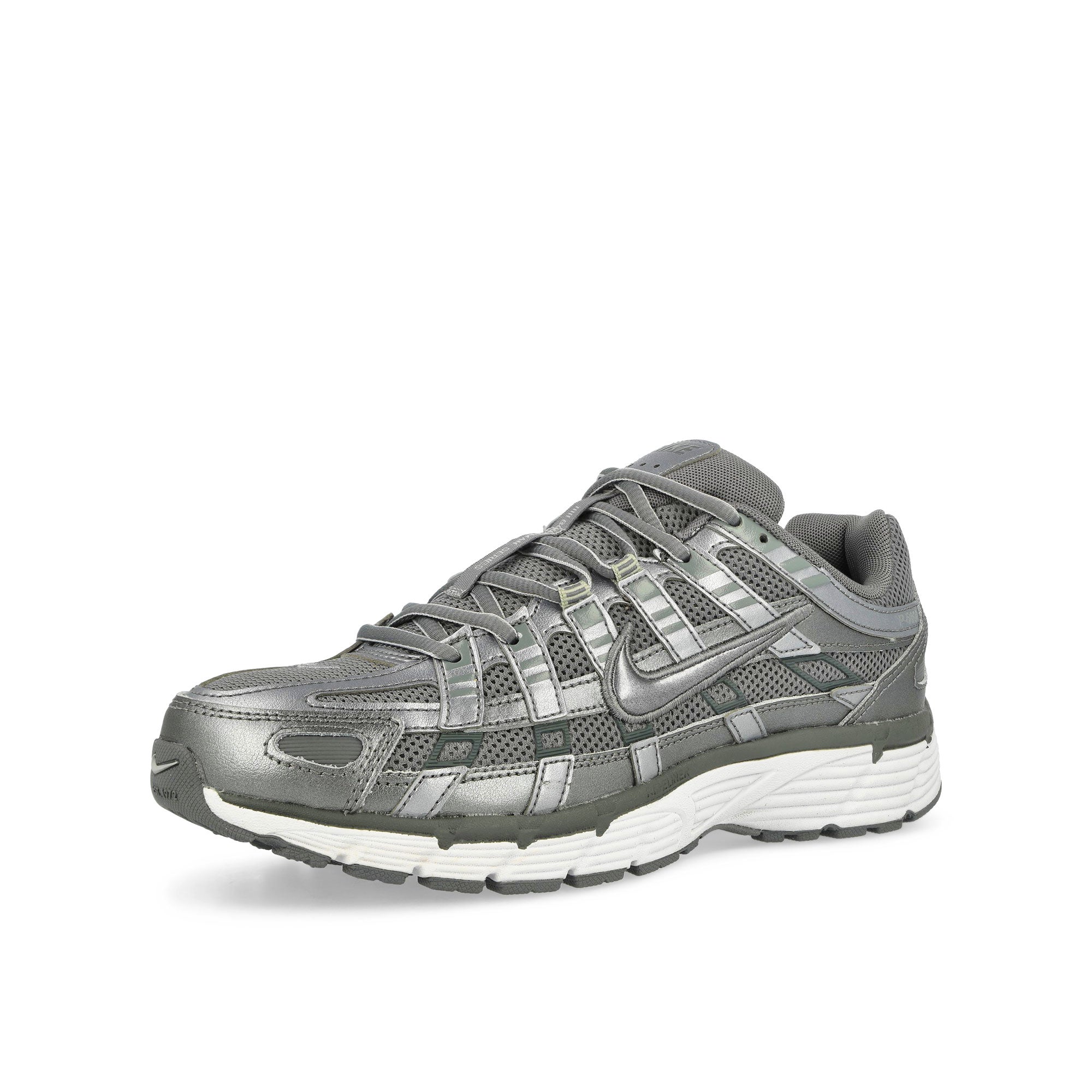 Nike P-6000 Metallic Cool Grey / Cool Grey-White-Wolf Grey Low Top Sneakers Close Up | Overkill