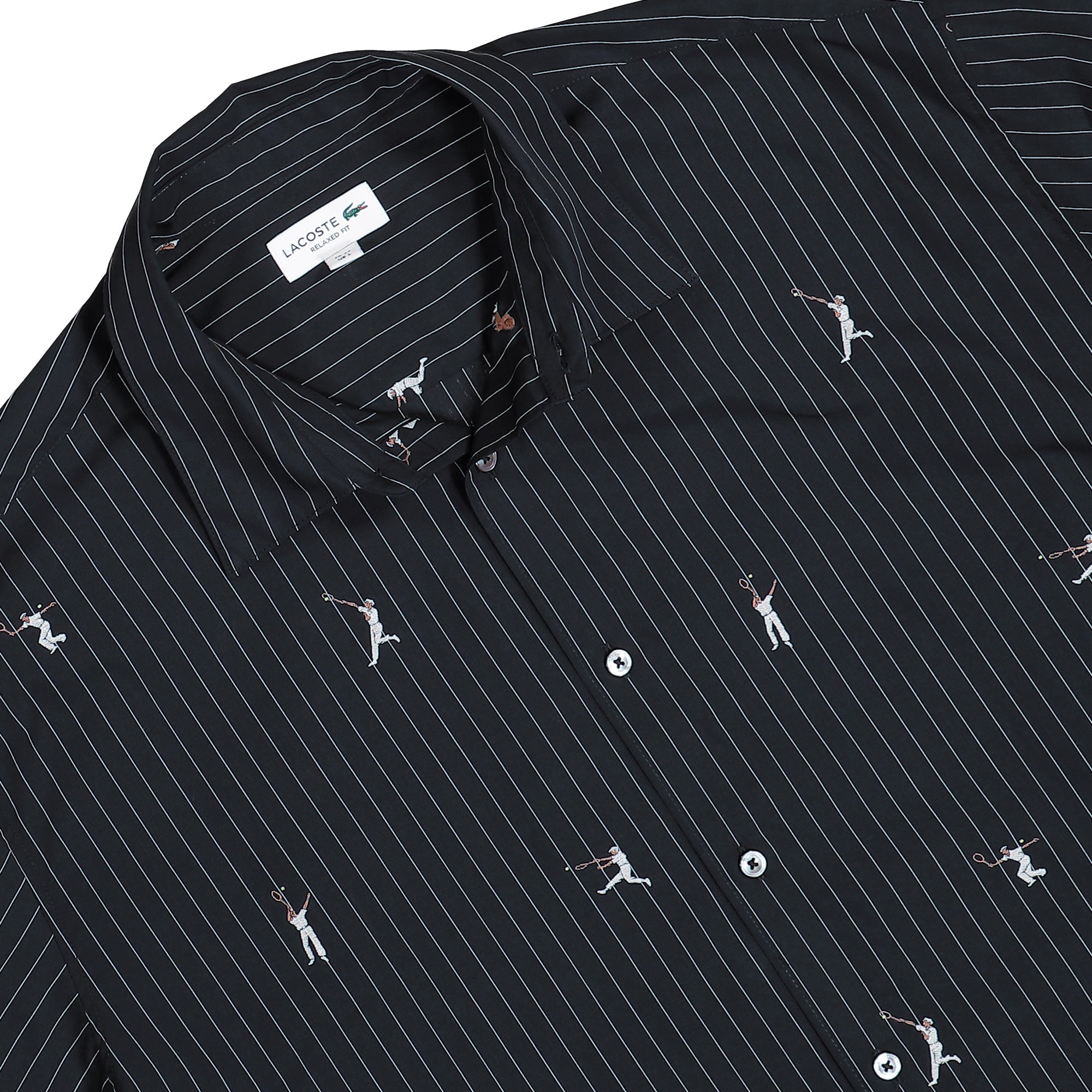 Lacoste Embroidered Jacquard Cotton Shirt Blackbird Shirts CH2191-00 350 Detailfoto | Overkill