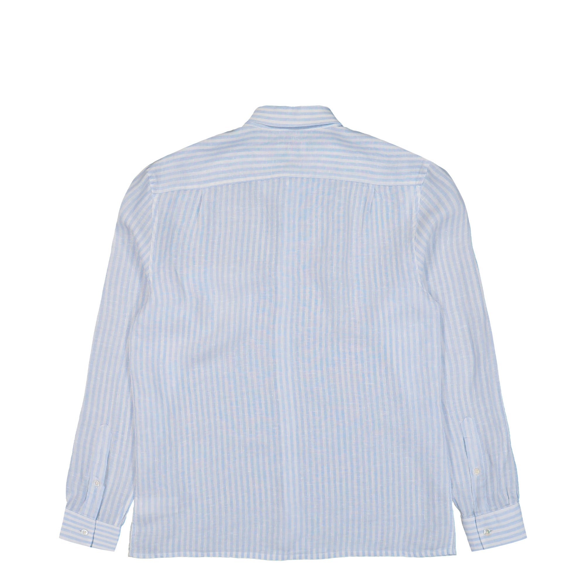 Lacoste Regular Fit Striped Linen Shirt Bleu Clair / Blanc Shirts CH6985-00 29I Close-up | Overkill