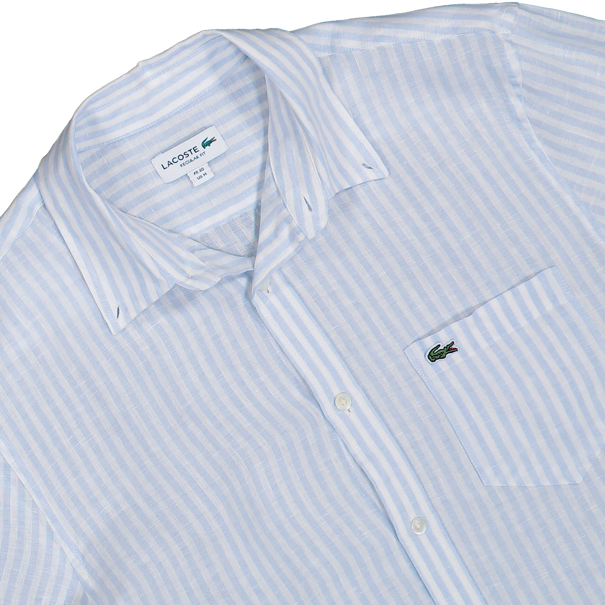 Lacoste Regular Fit Striped Linen Shirt Bleu Clair / Blanc Shirts CH6985-00 29I Detailfoto | Overkill