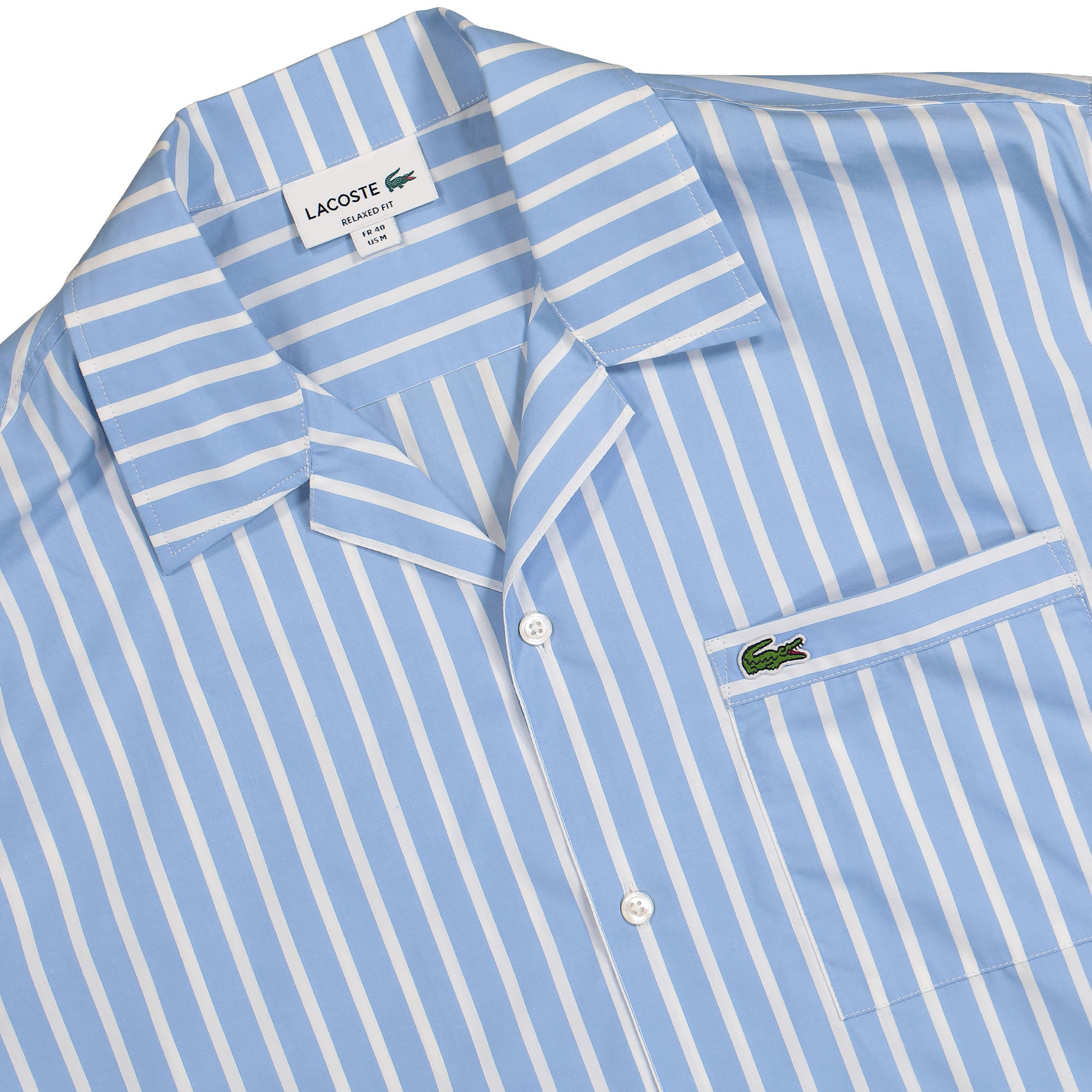 Lacoste Striped Relaxed Fit Shirt Bleu-hbp / Blanc Shirts Close-up | Overkill