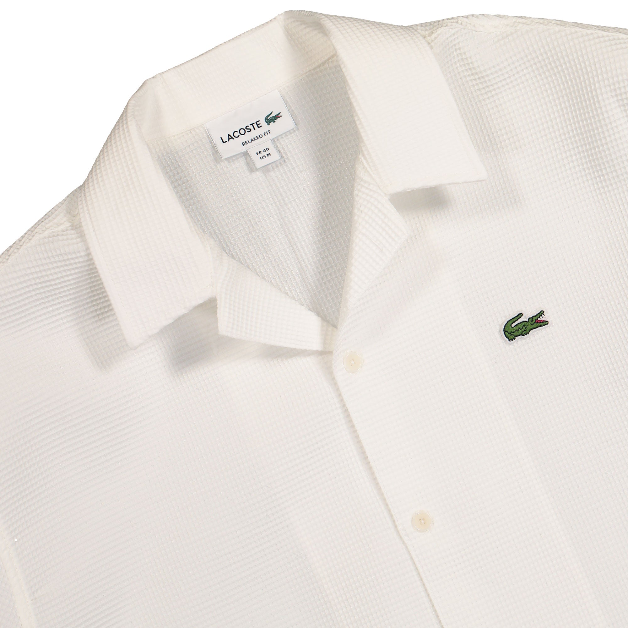 Lacoste Relaxed Fit Shirt With Structured Waffle Look Blanc Shirts Close-up | Overkill