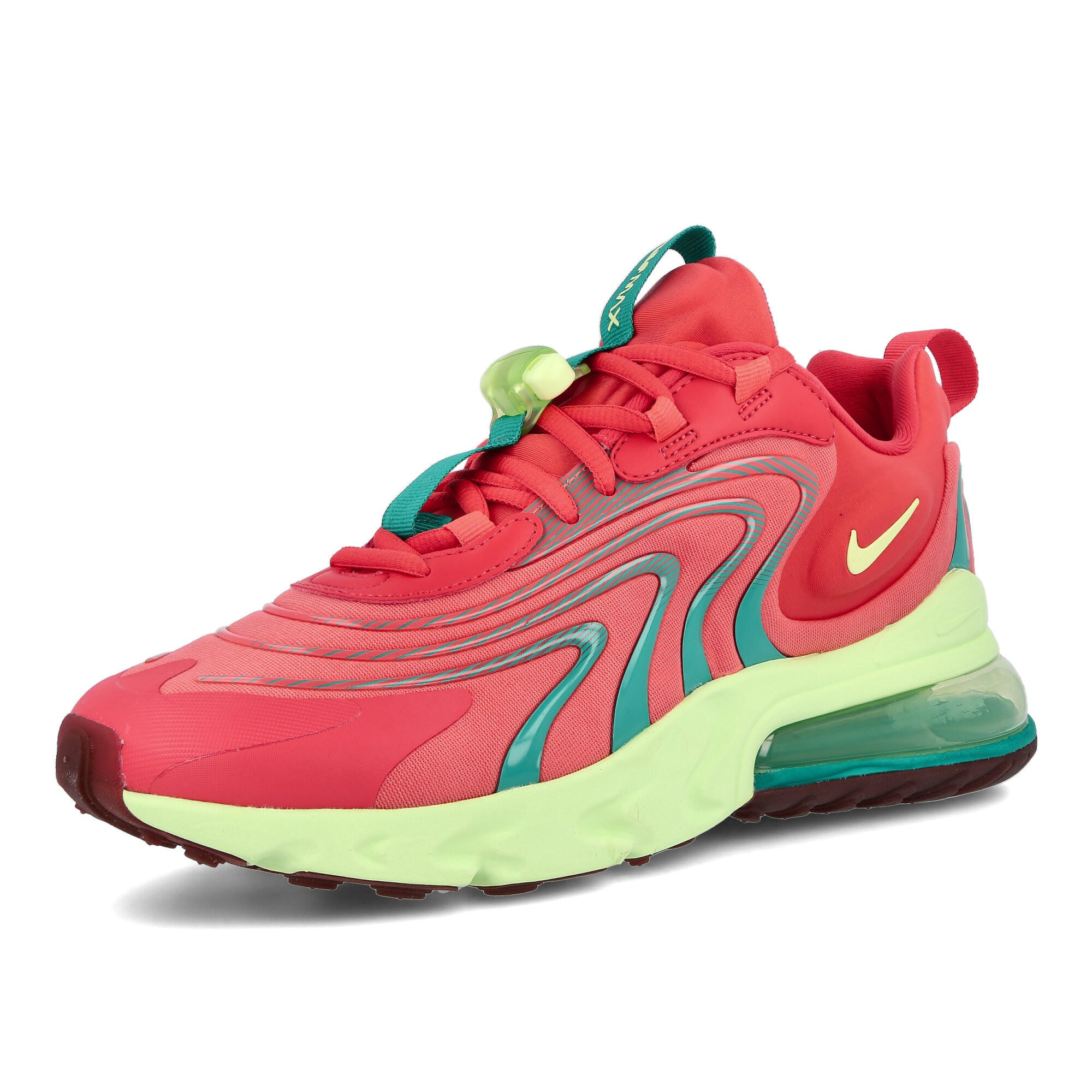 Nike air max 270 react eng Track Red-Barley Volt - Magic Ember Low Top Sneakers Close Up | Overkill