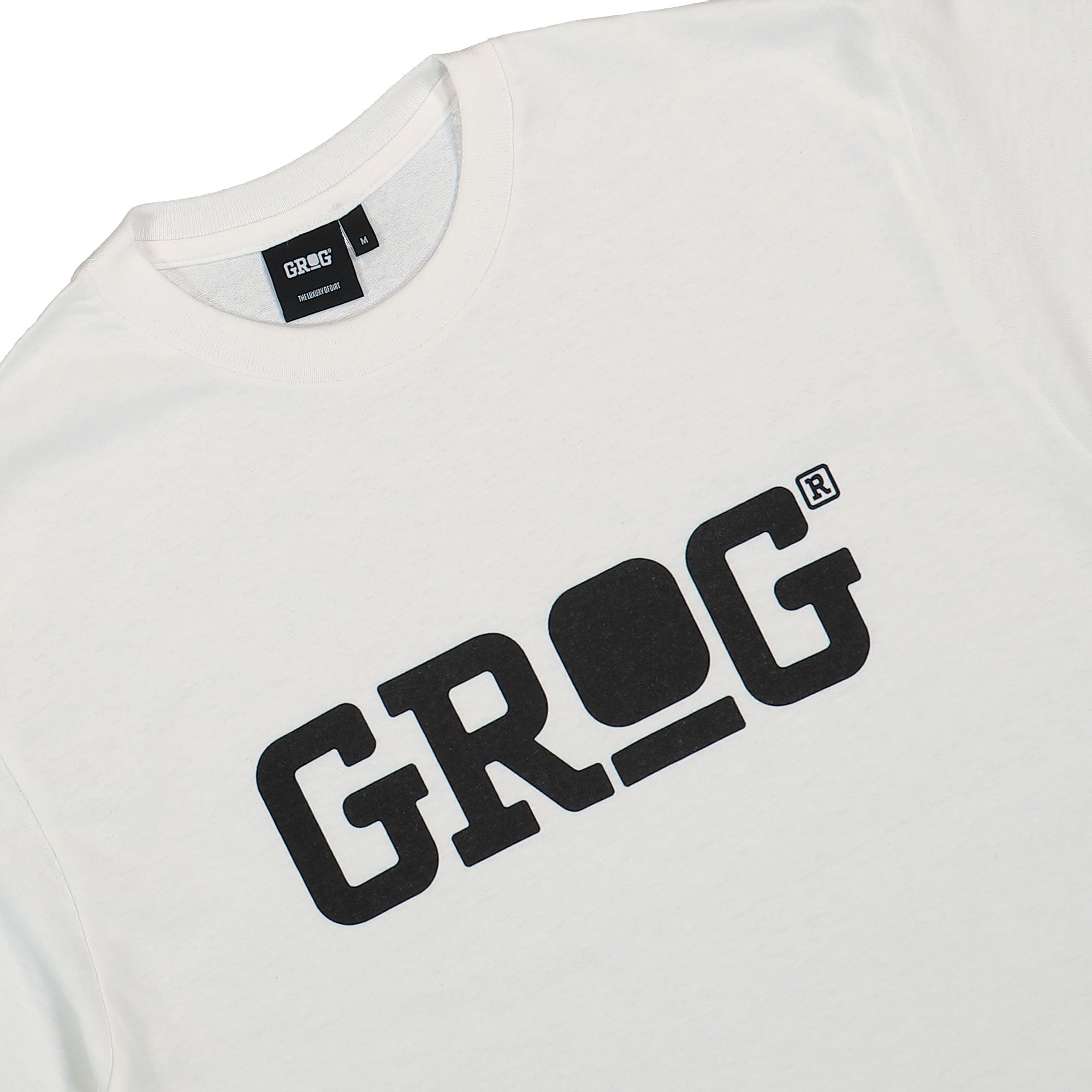 Grog Classic Logo T-Shirt White / Black T-Shirts Close-up | Overkill