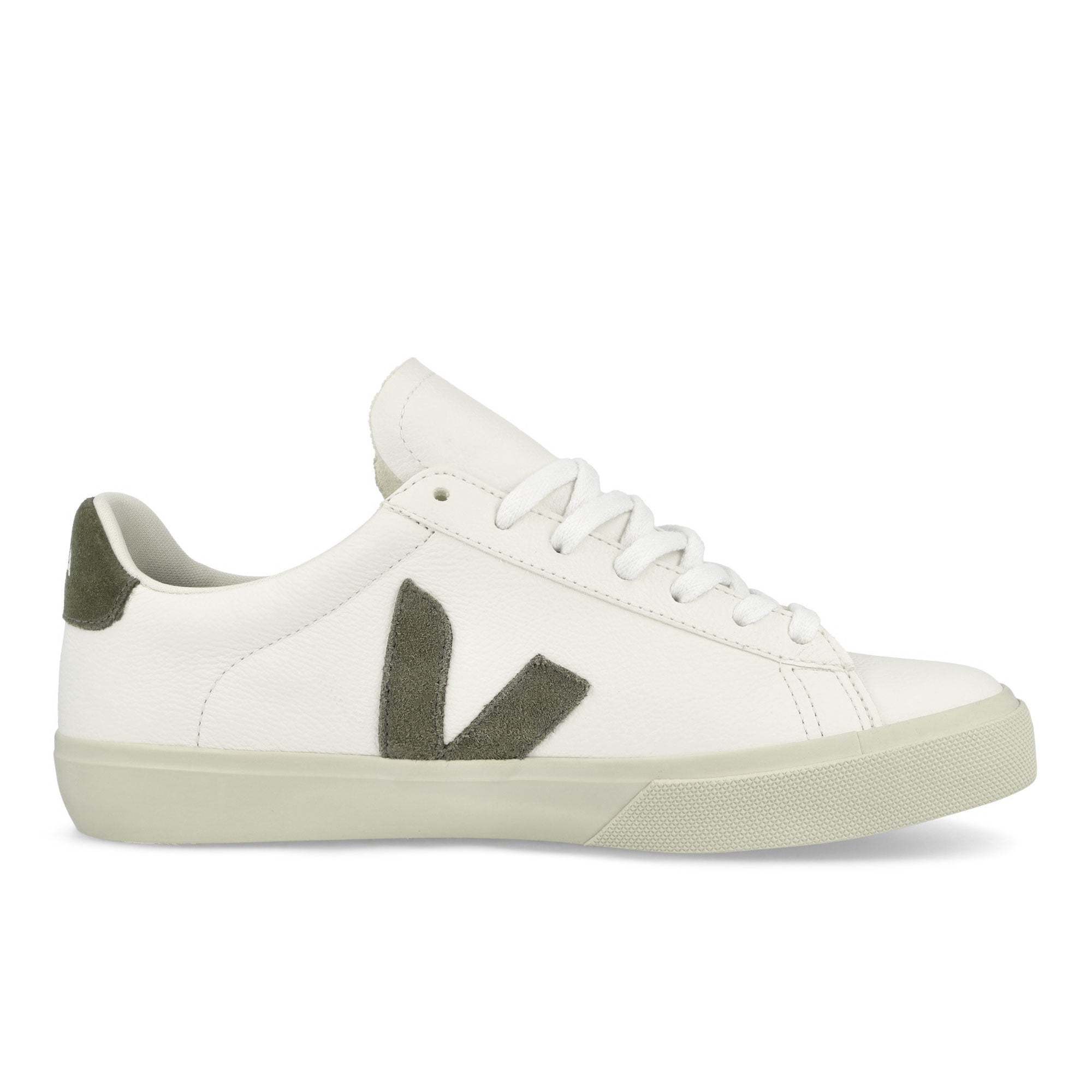 Veja Campo Chromefree Leather Extra White-Kaki Low Top Sneakers Silhouette | Overkill