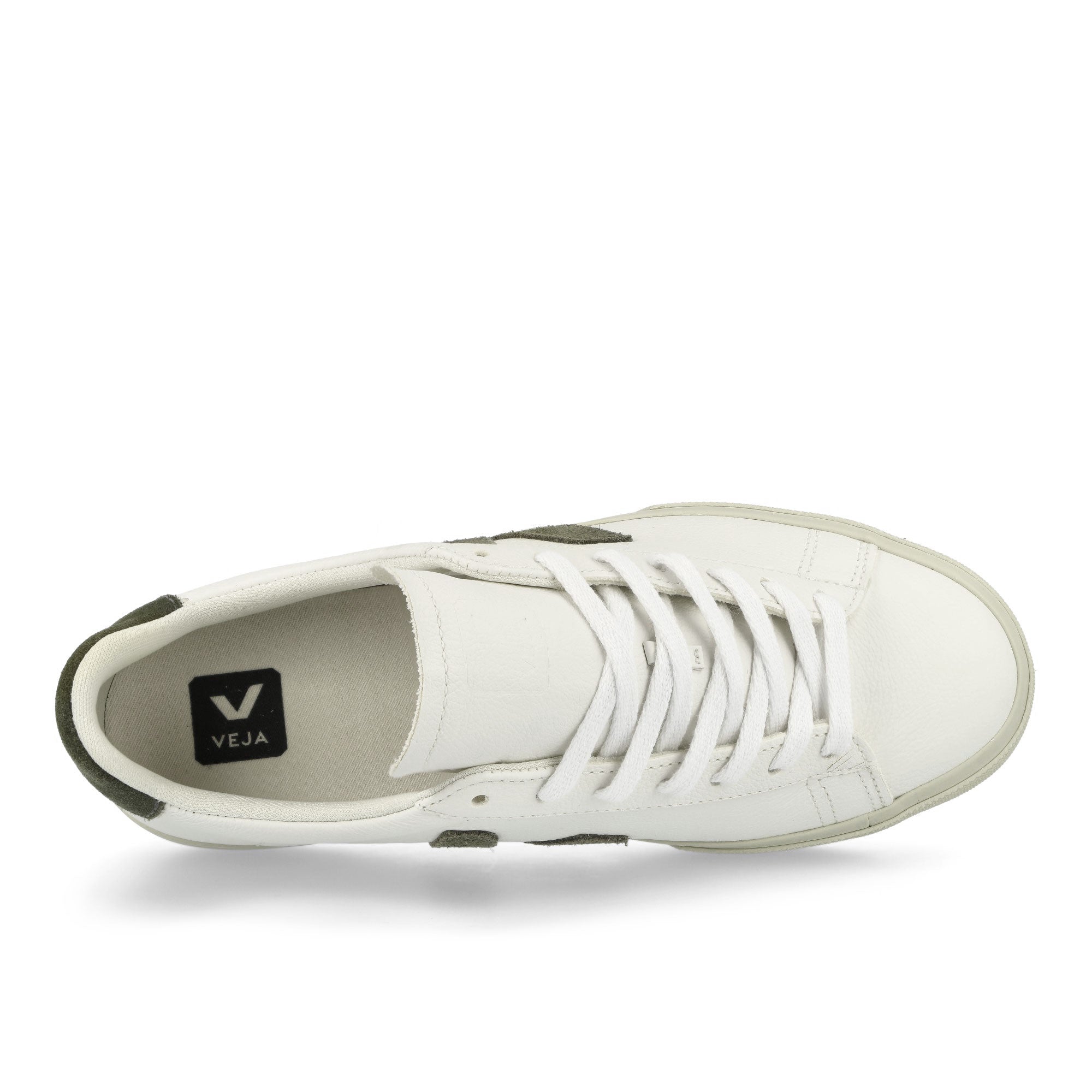 Veja Campo Chromefree Leather Extra White-Kaki Low Top Sneakers Detailfoto | Overkill