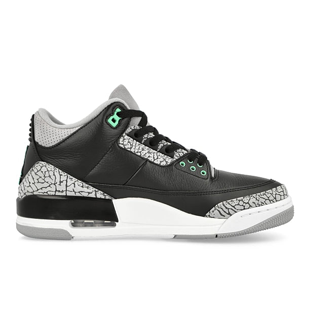 Jordan Air Jordan 3 Retro Black / Green Glow - Wolf Grey - White High Top Sneakers Silhouette | Overkill