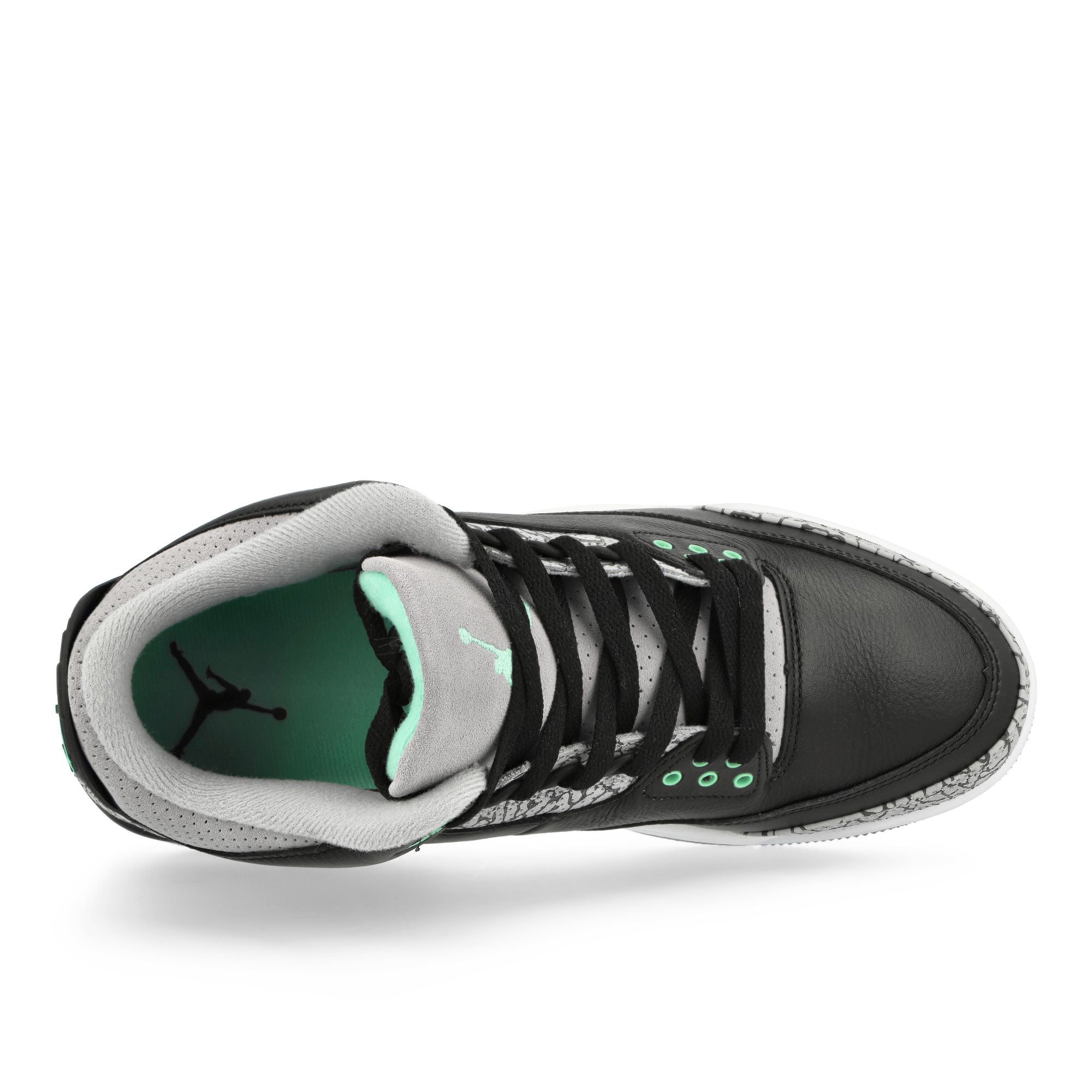Jordan Air Jordan 3 Retro Black / Green Glow - Wolf Grey - White High Top Sneakers Detailfoto | Overkill