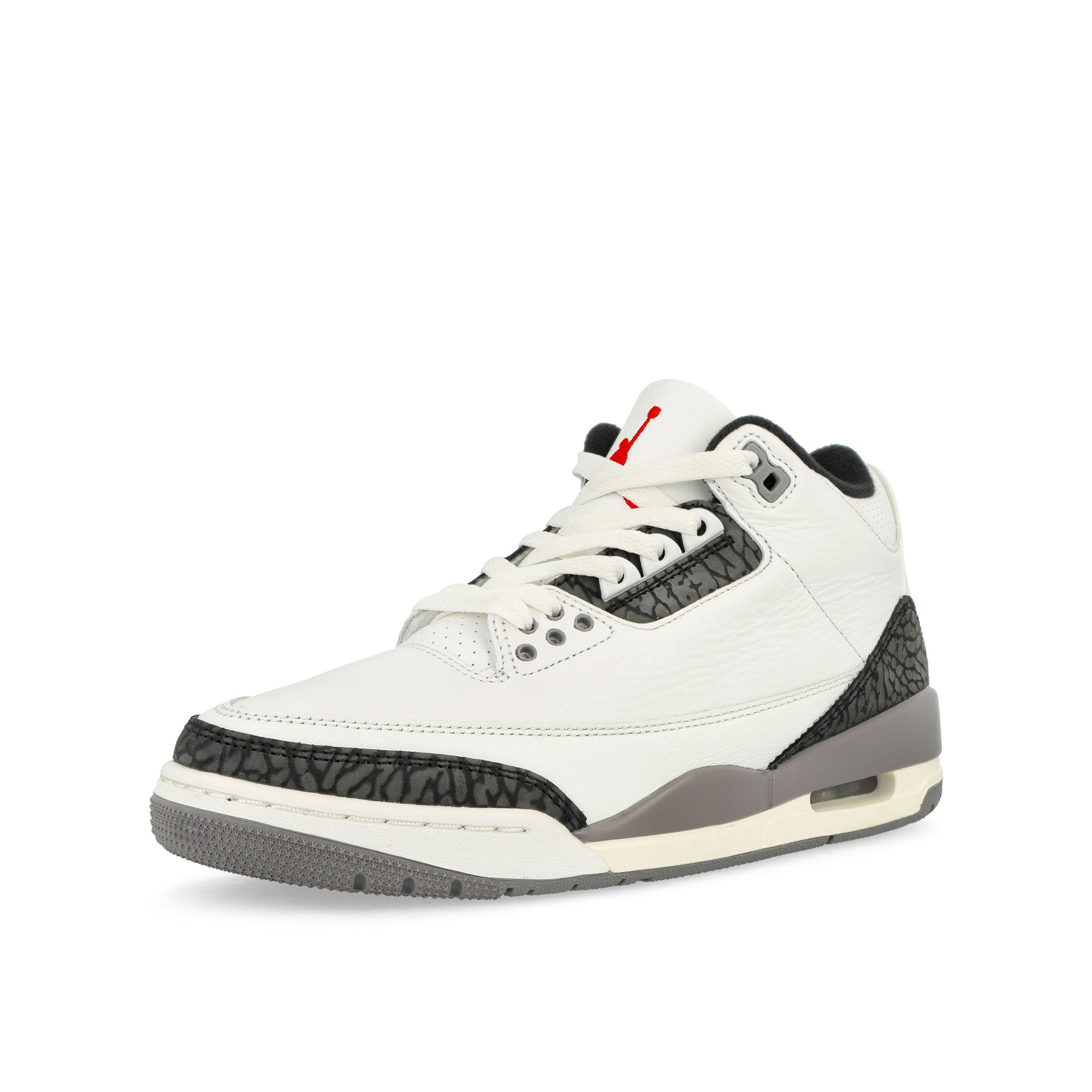 Jordan Air Jordan 3 Retro Summit White / Fire Red - Cement Grey -Black Mid Top Sneakers Close Up | Overkill