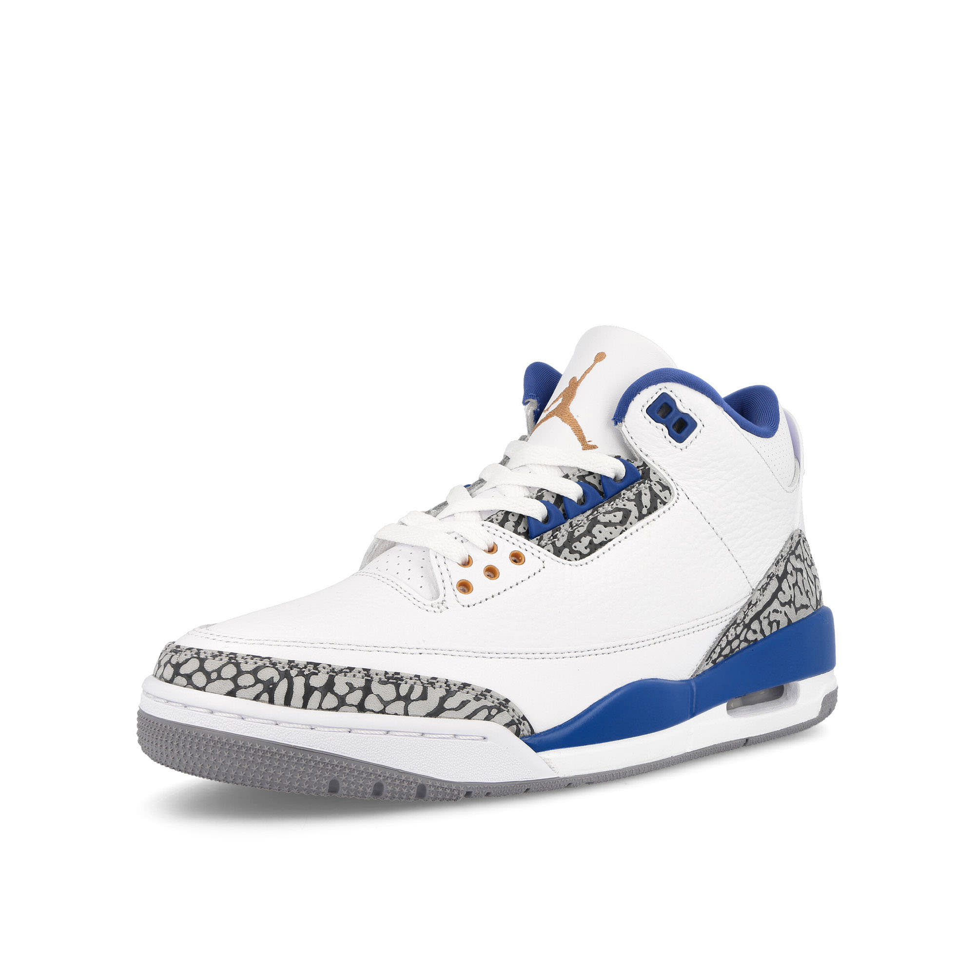 Jordan Air Jordan 3 Retro White / Metallic Copper - True Blue Mid Top Sneakers Close Up | Overkill