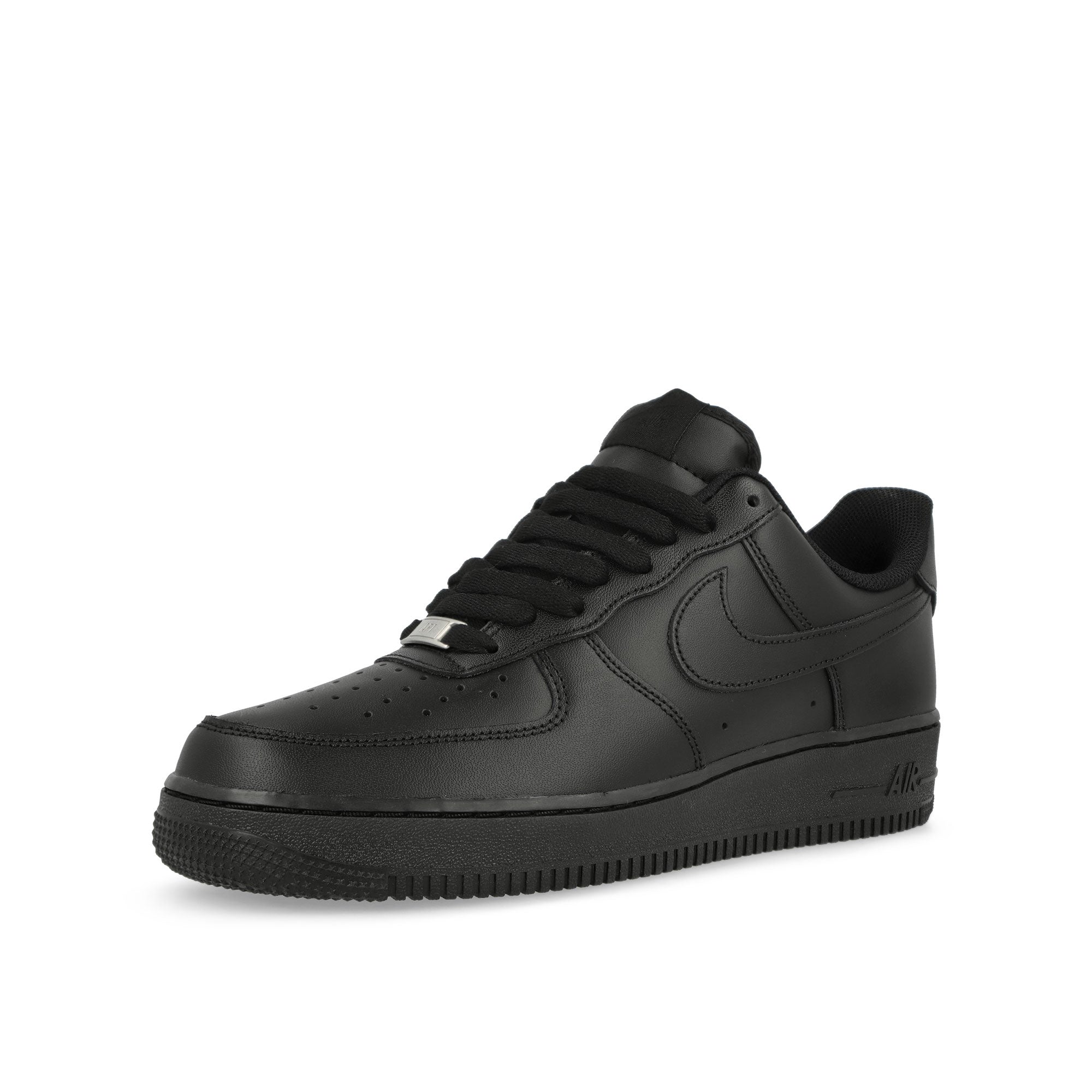 Nike Air Force 1 '07 Black / Black Low Top Sneakers Close Up | Overkill