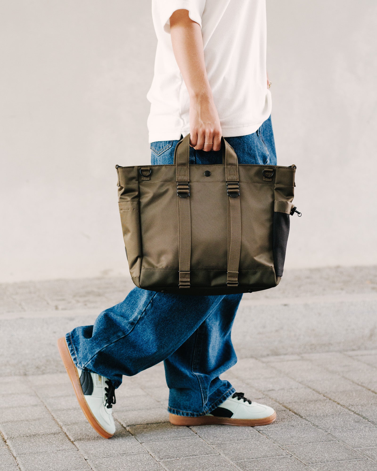 Porter-Yoshida & Co. Port Ride 2Way Tote Bag S Olive Green Tote Bags & Shoppers Close-up | Overkill