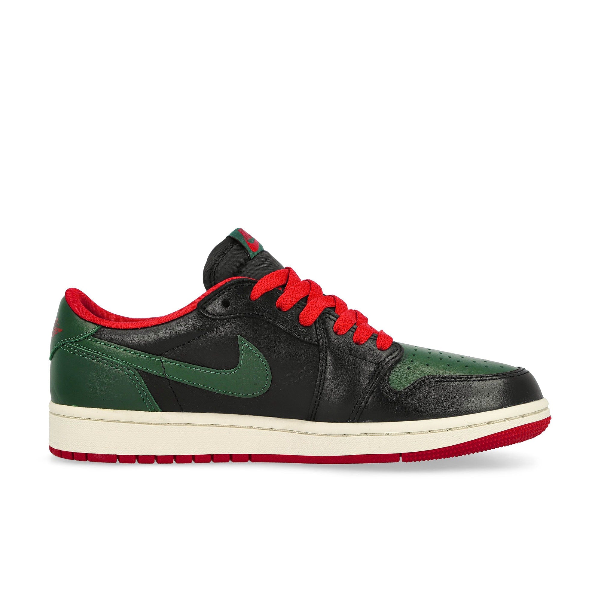 Jordan Wmns Air Jordan 1 Retro Low OG Black / Gorge Green-Varsity Red-Sail Low Top Sneakers Silhouette | Overkill