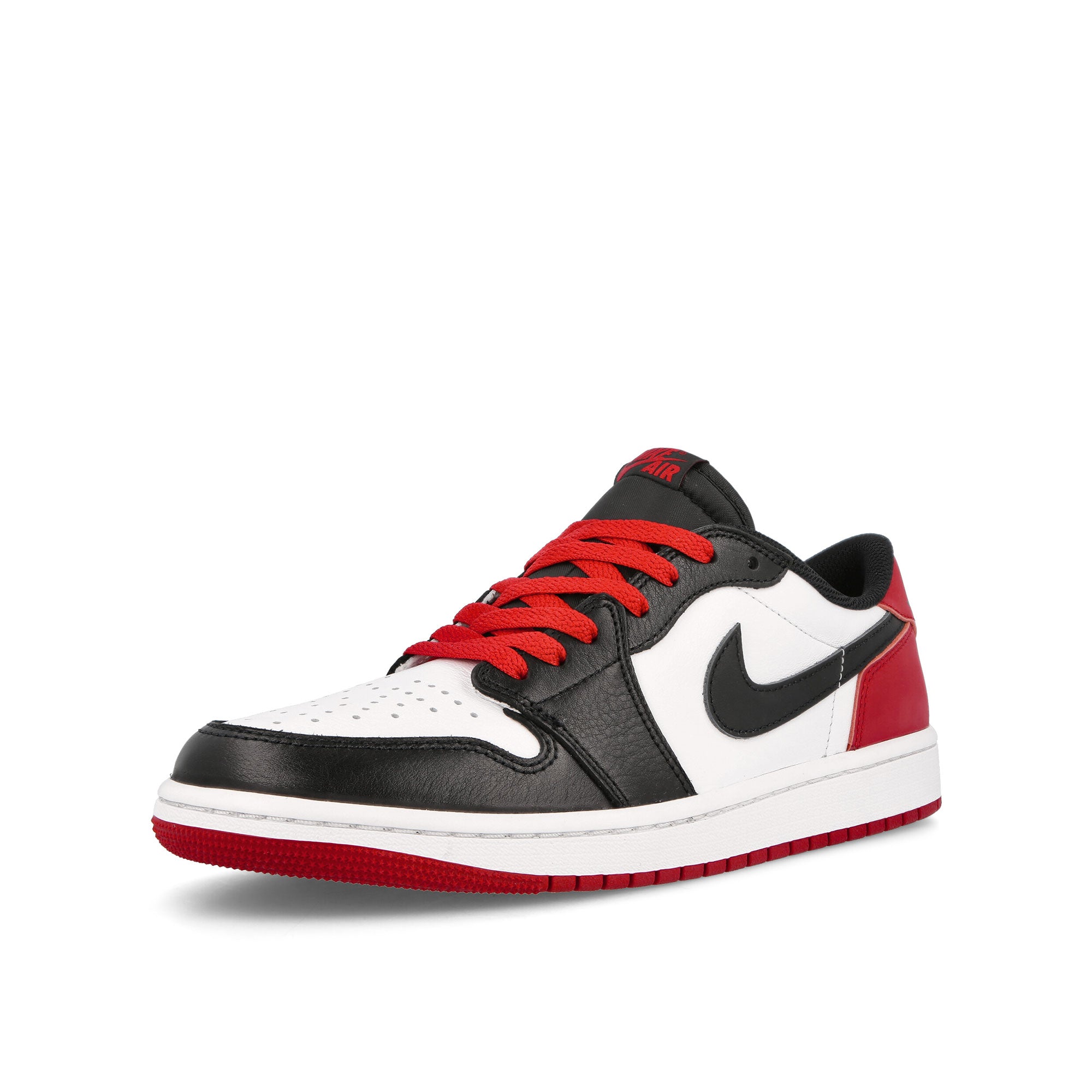 Jordan Air Jordan 1 Retro Low OG White / Black - Varsity Red Low Top Sneakers Close Up | Overkill