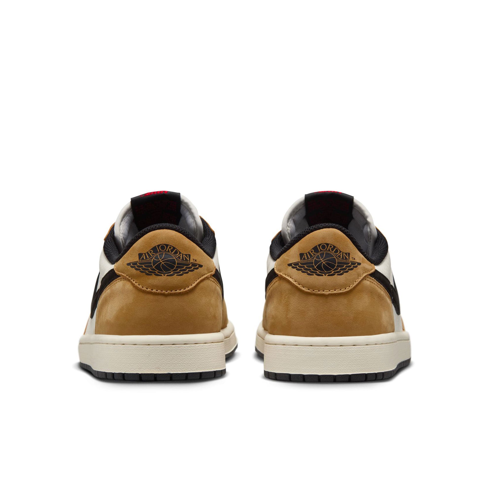 Jordan Air Jordan 1 Low OG Sail / Black - Golden Harvest - Gym Red Low Top Sneakers Close Up | Overkill