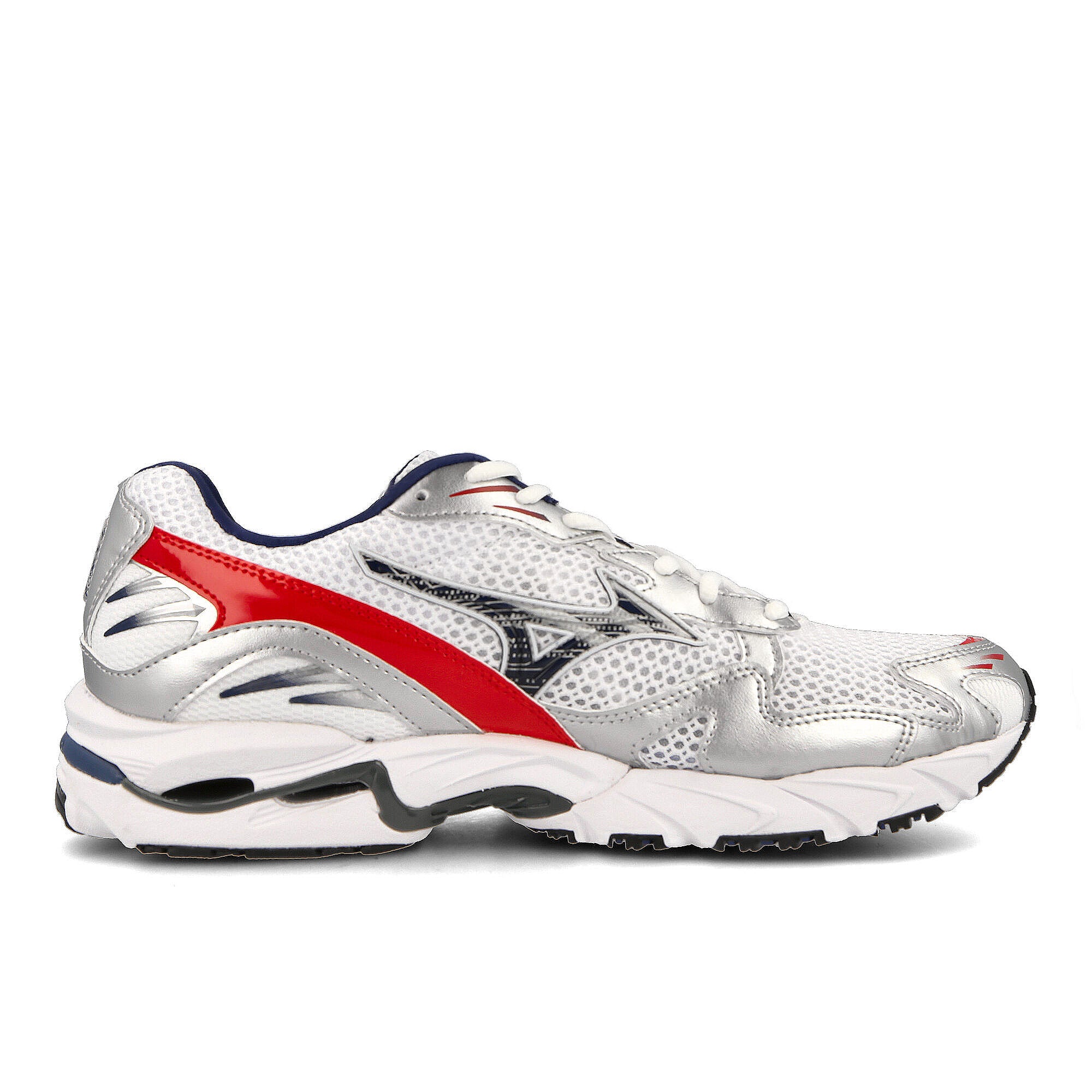 Mizuno Wave Rider 10 White / Isign Blue / Red Low Top Sneakers Silhouette | Overkill