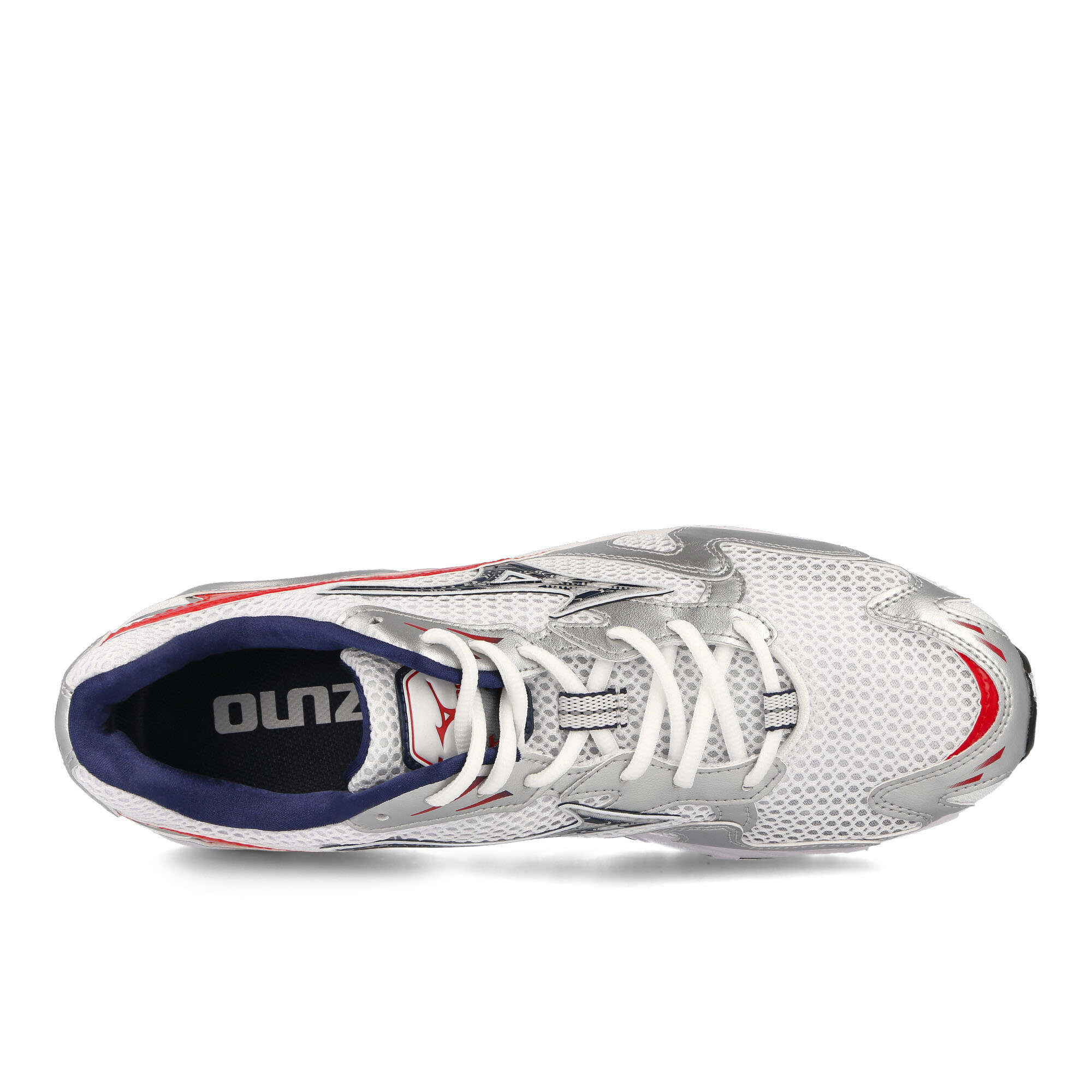 Mizuno Wave Rider 10 White / Isign Blue / Red Low Top Sneakers Detailfoto | Overkill