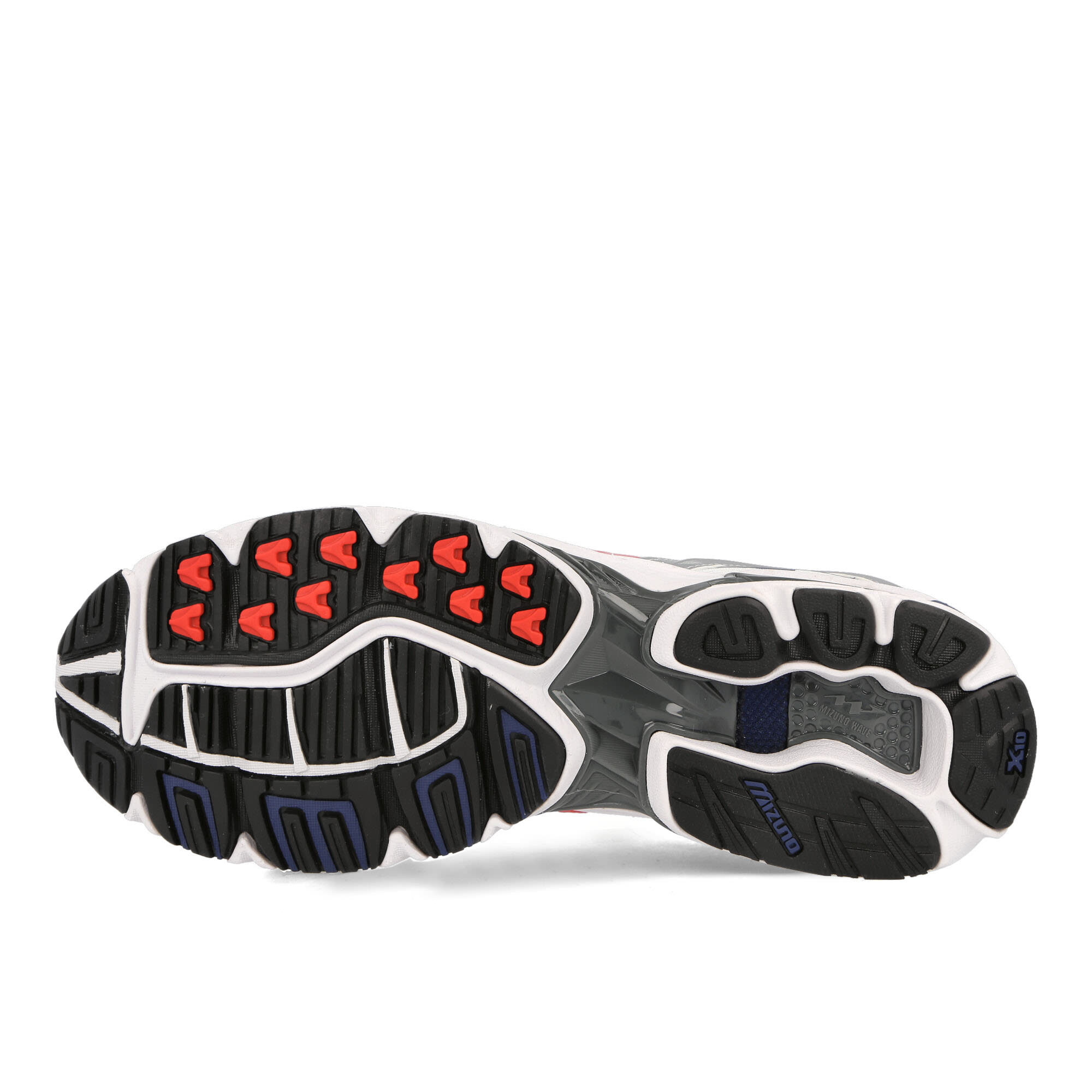 Mizuno Wave Rider 10 White / Isign Blue / Red Low Top Sneakers Detail View 1 | Overkill