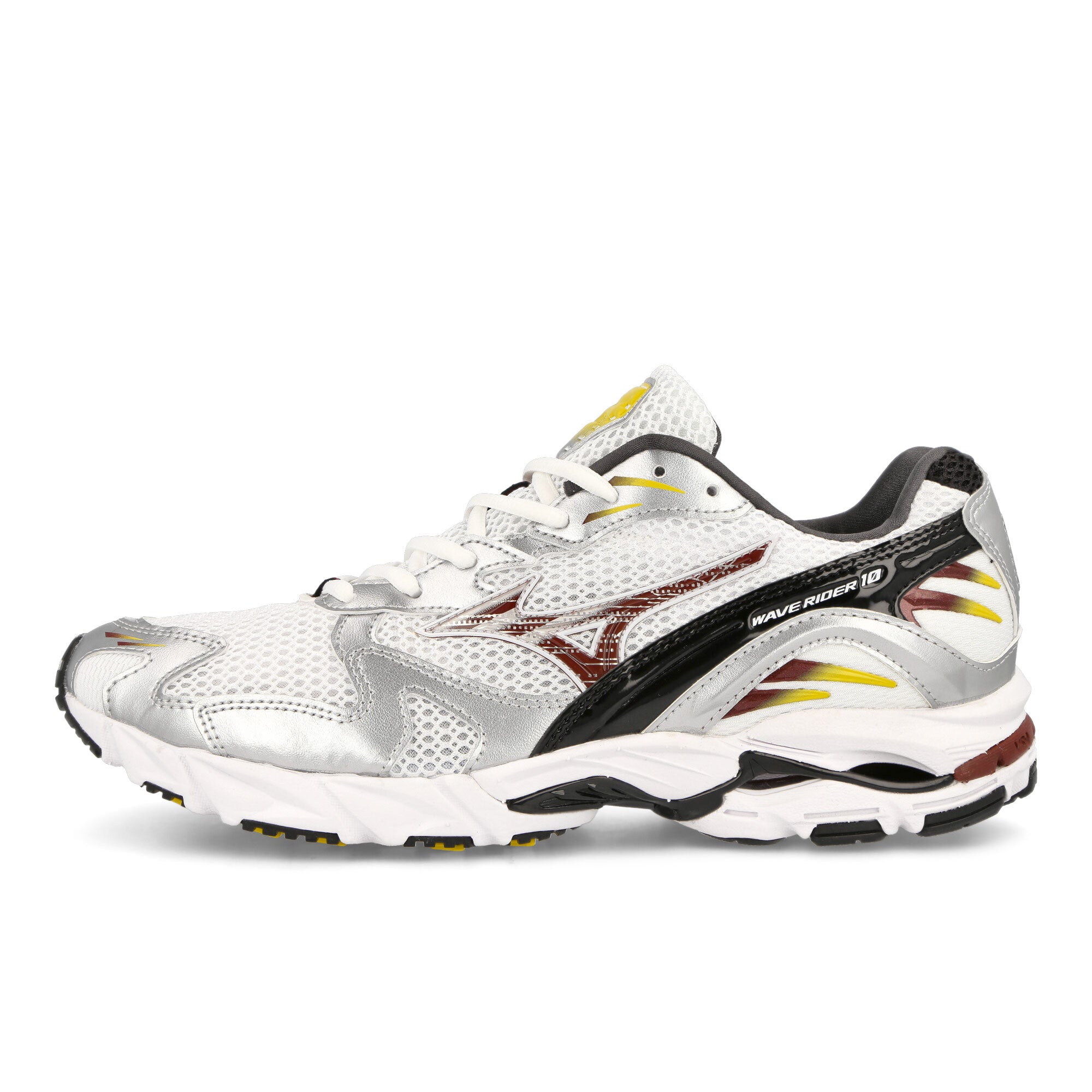 Mizuno Wave Rider 10 White / Cabernet / Silver Low Top Sneakers D1GA210410 | Overkill