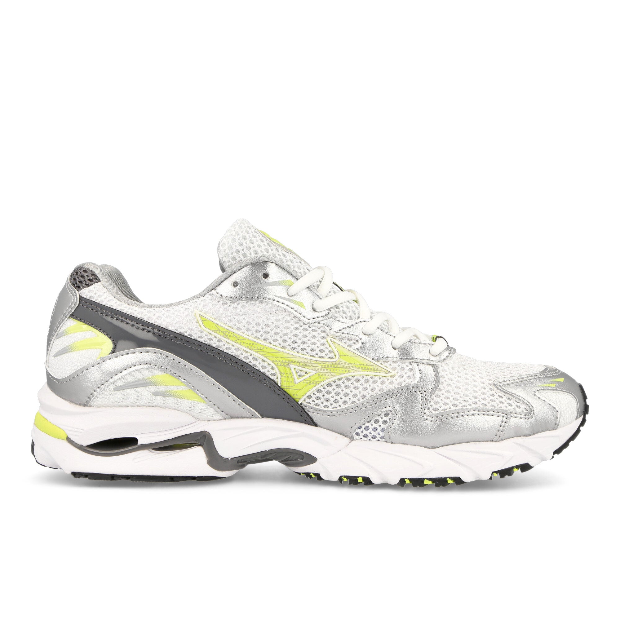 Mizuno Wave Rider 10 White / Sunny Lime / Silver Low Top Sneakers Silhouette | Overkill